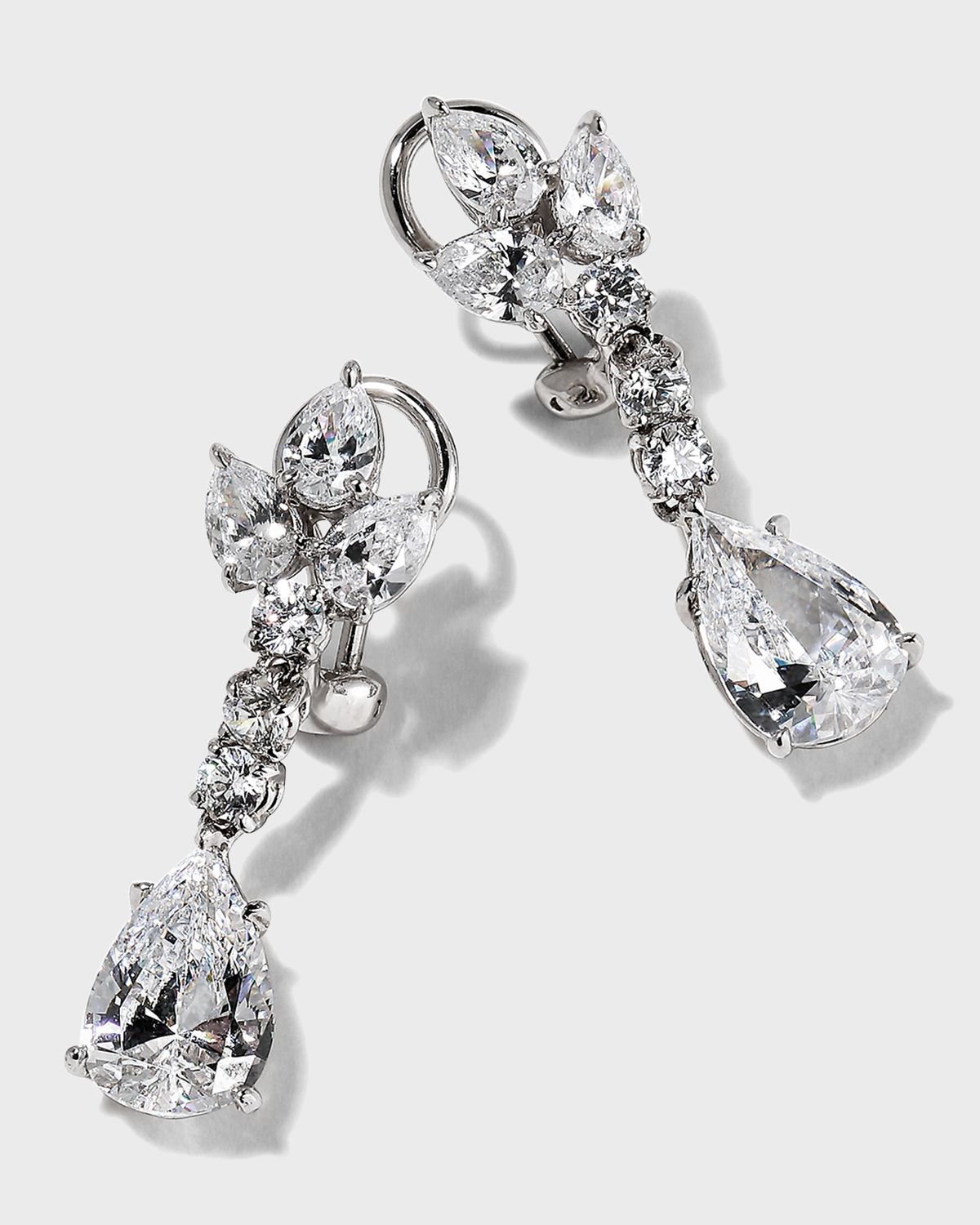 Fantasia by DeSerio Cubic Zirconia Cluster Pear and Drop Earrings