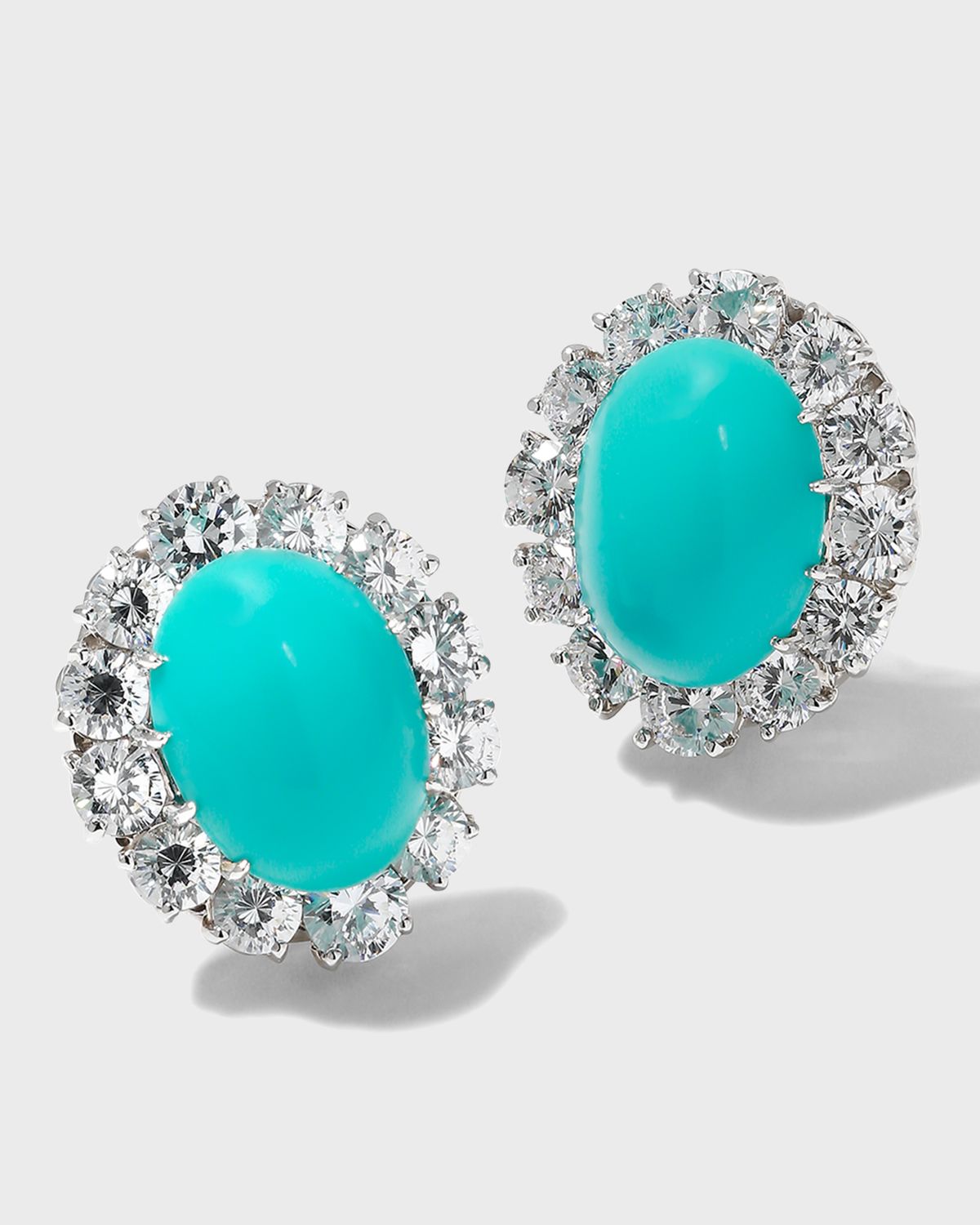 Fantasia by DeSerio Cubic Zirconia Cabochon Earrings with Surrounding Rounds