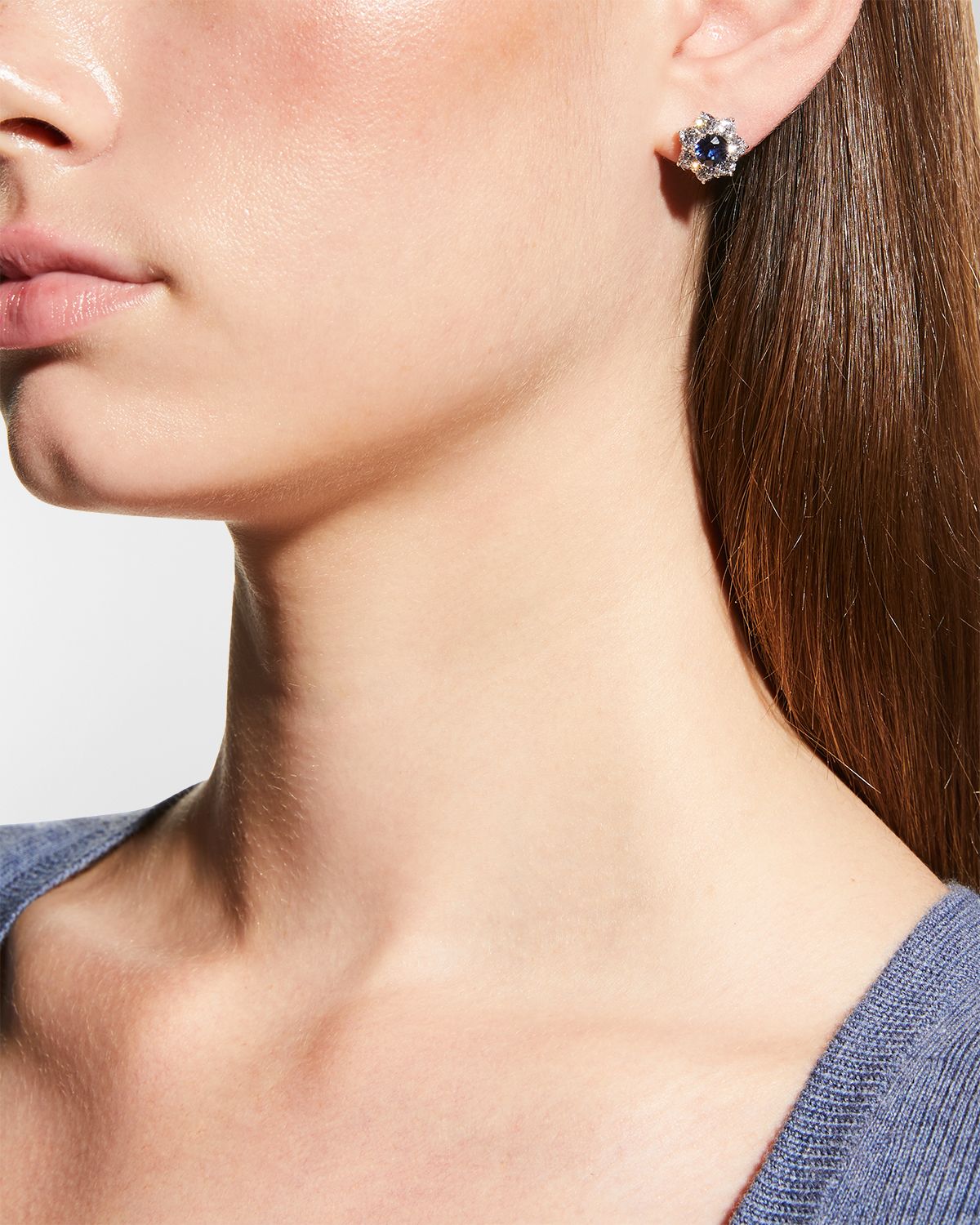 Fantasia by DeSerio 5.5mm Round Cubic Zirconia Center and Flower Earrings