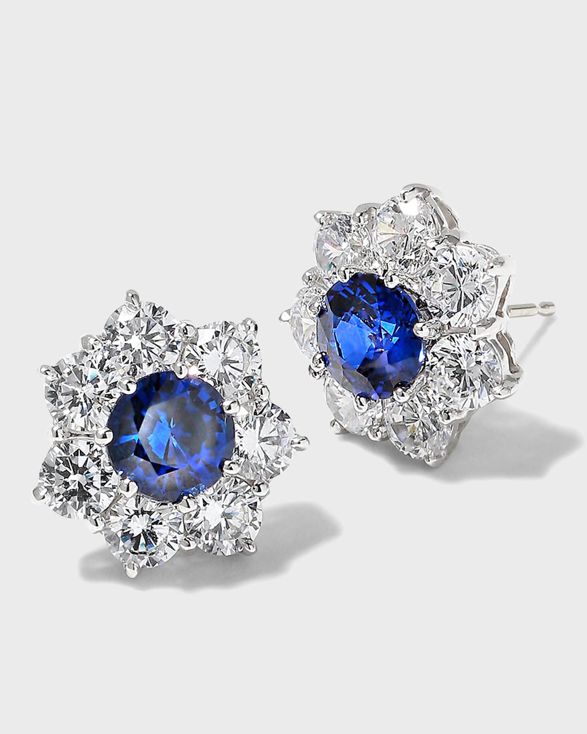Fantasia by DeSerio 5.5mm Round Cubic Zirconia Center and Flower Earrings