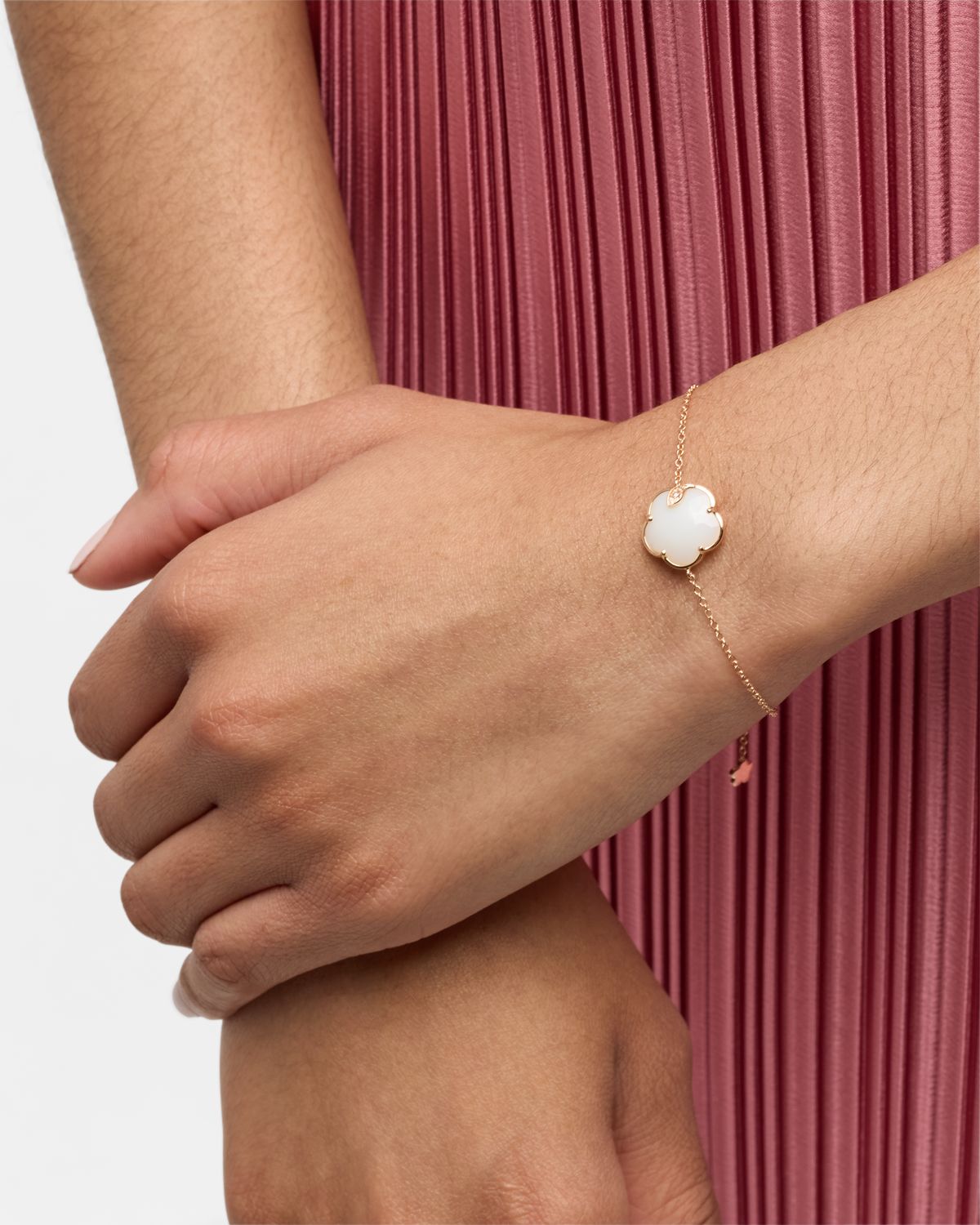 Pasquale Bruni 18k Rose Gold Joli White Agate Bracelet with Diamonds