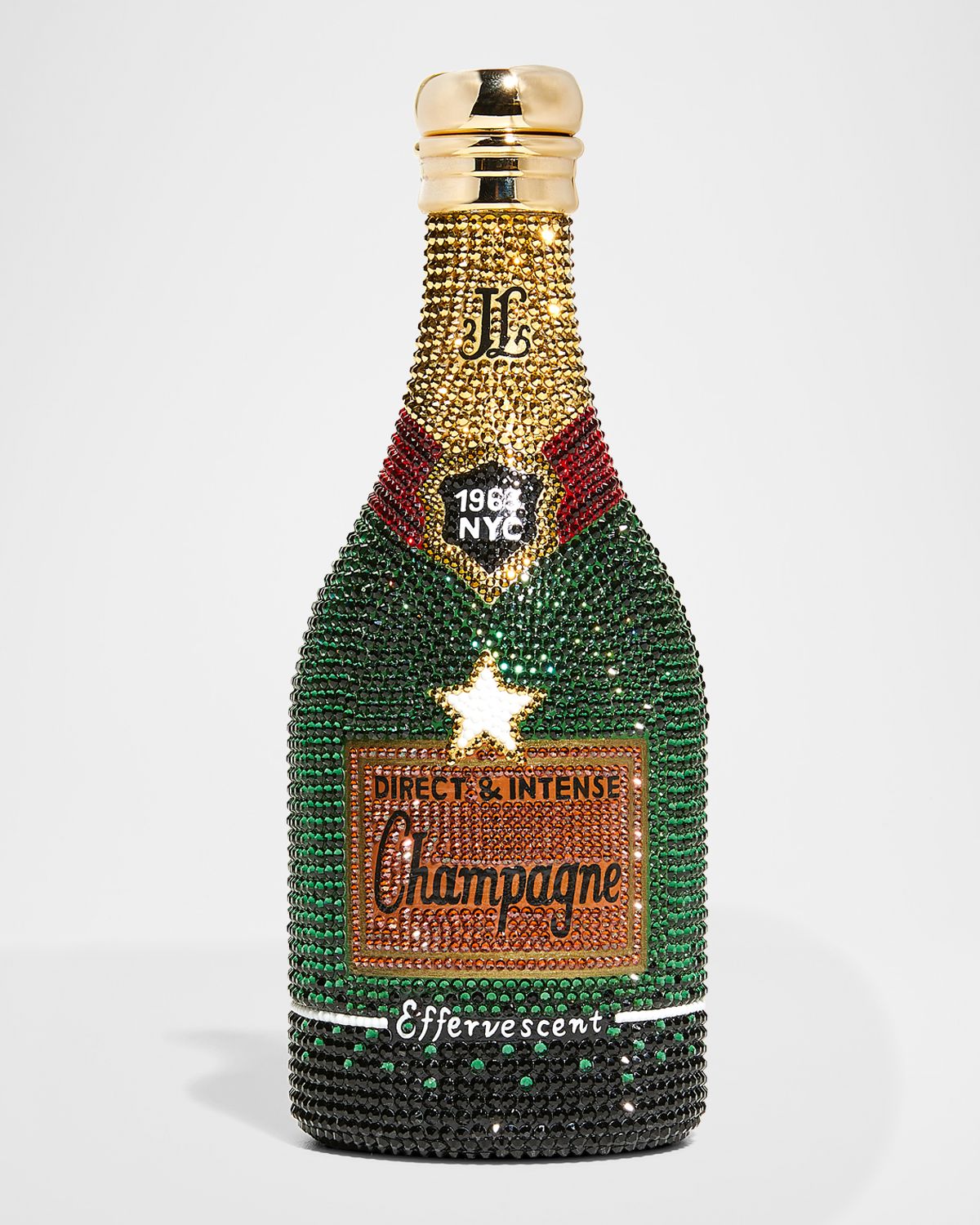 Judith Leiber Couture Cheers Champagne Bottle Crystal Clutch Bag