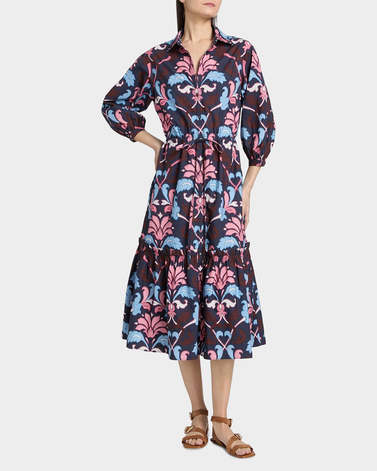 Cara Cara Hutton Puff-Sleeve Midi Shirtdress | Thumbnail 7