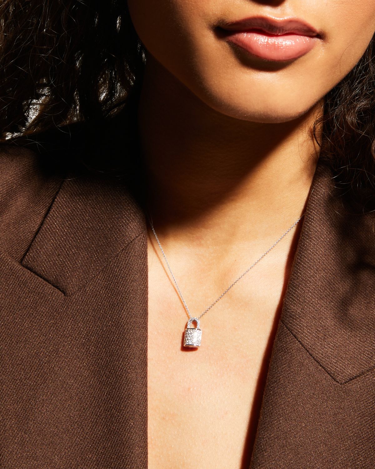 Roberto Coin Diamond Lock Tiny Treasure Necklace