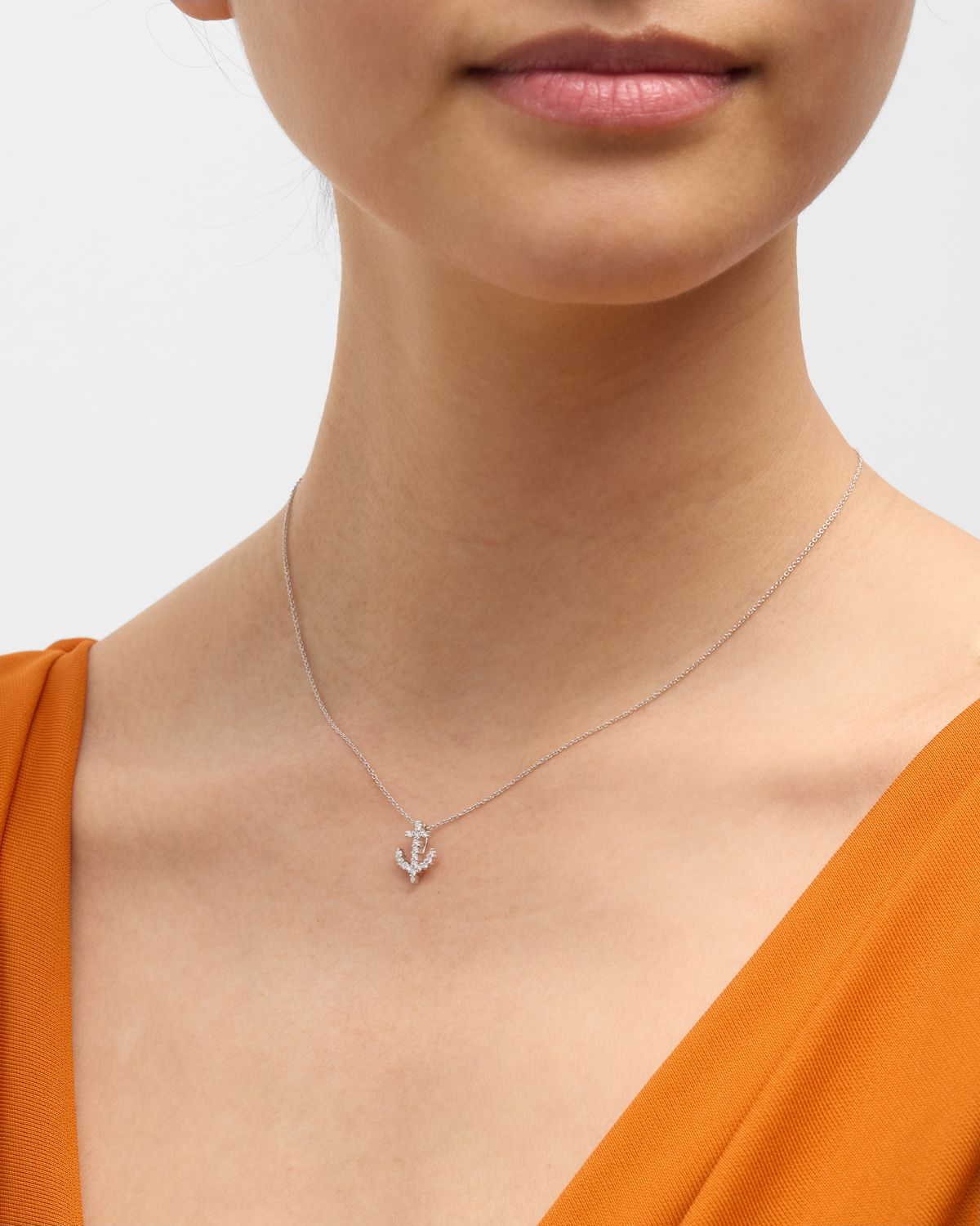 Roberto Coin Anchor Tiny Treasure Necklace in White Gold