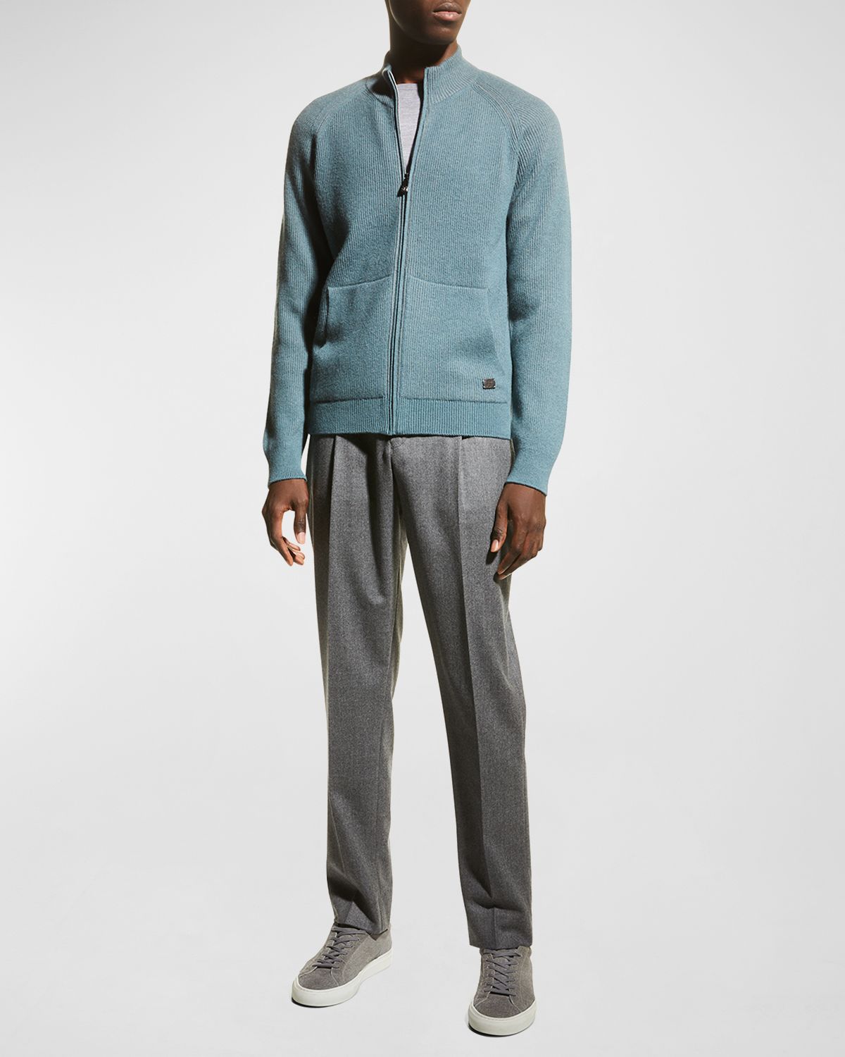 Corneliani Men 's Ribbed Full-Zip Sweater