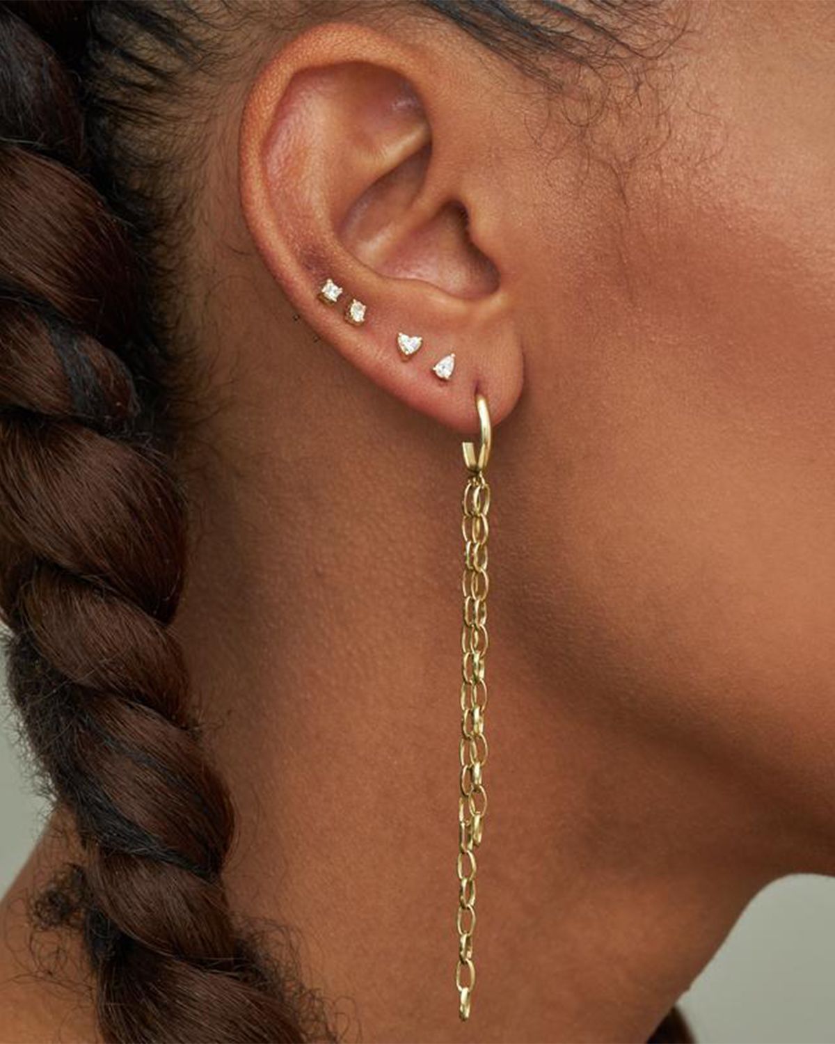 Jennifer Meyer Edith Link Stud Earrings with Edith Link Fringe