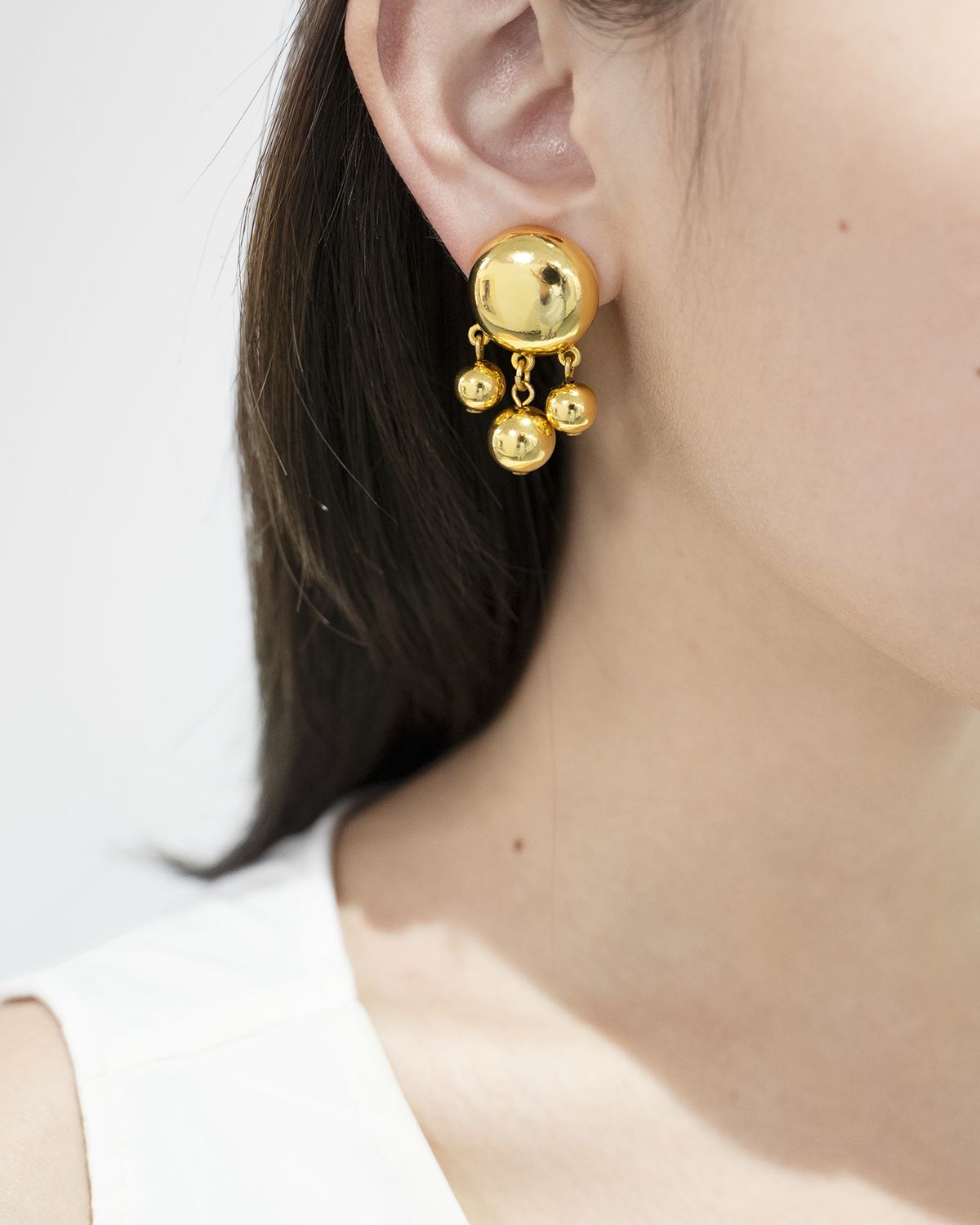 Ben-Amun Gold Ball with Dangle Clip-On Earrings