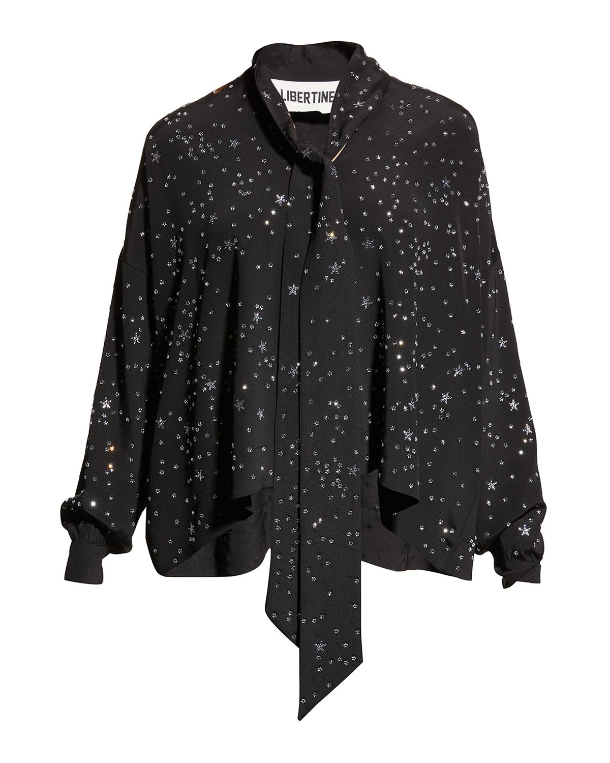 Libertine Longfellows Light Of Stars Silk Neck-Tie Blouse