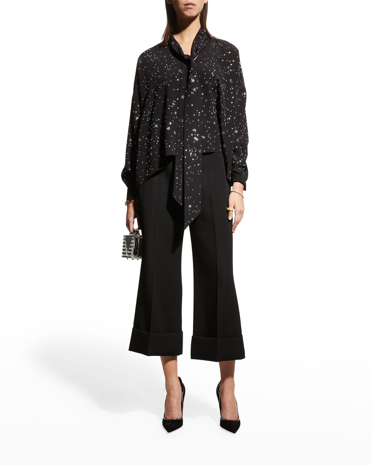 Libertine Longfellows Light Of Stars Silk Neck-Tie Blouse