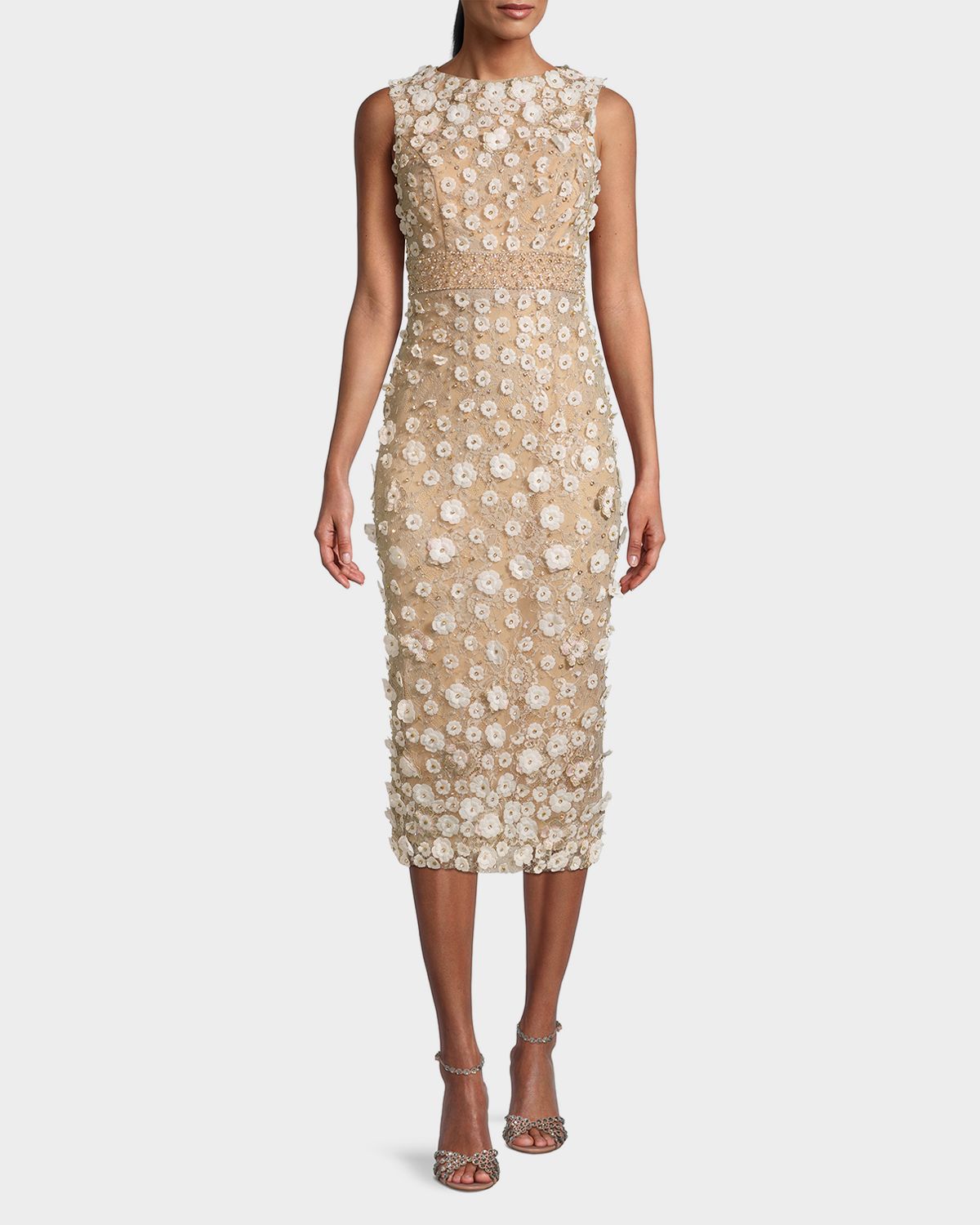 Mac Duggal Floral Beaded Sheath Dress