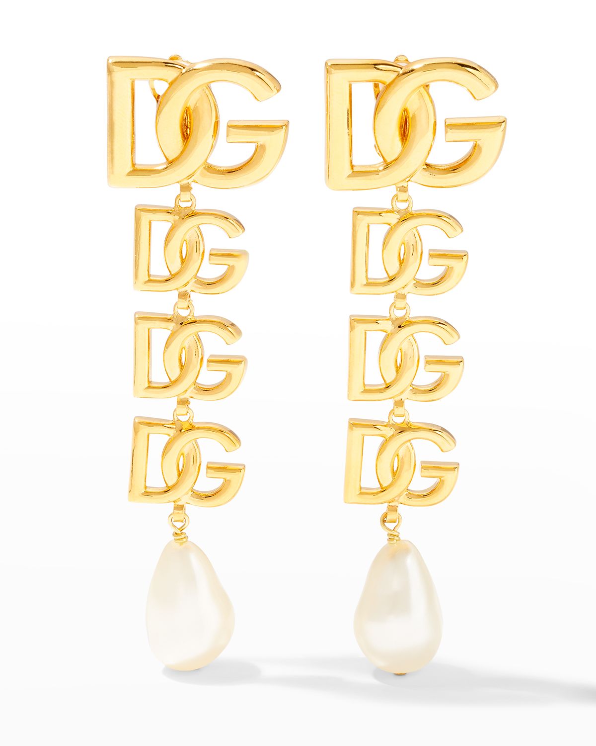 Dolce & Gabbana Graduated DG Logo Dangle Clip Earrings