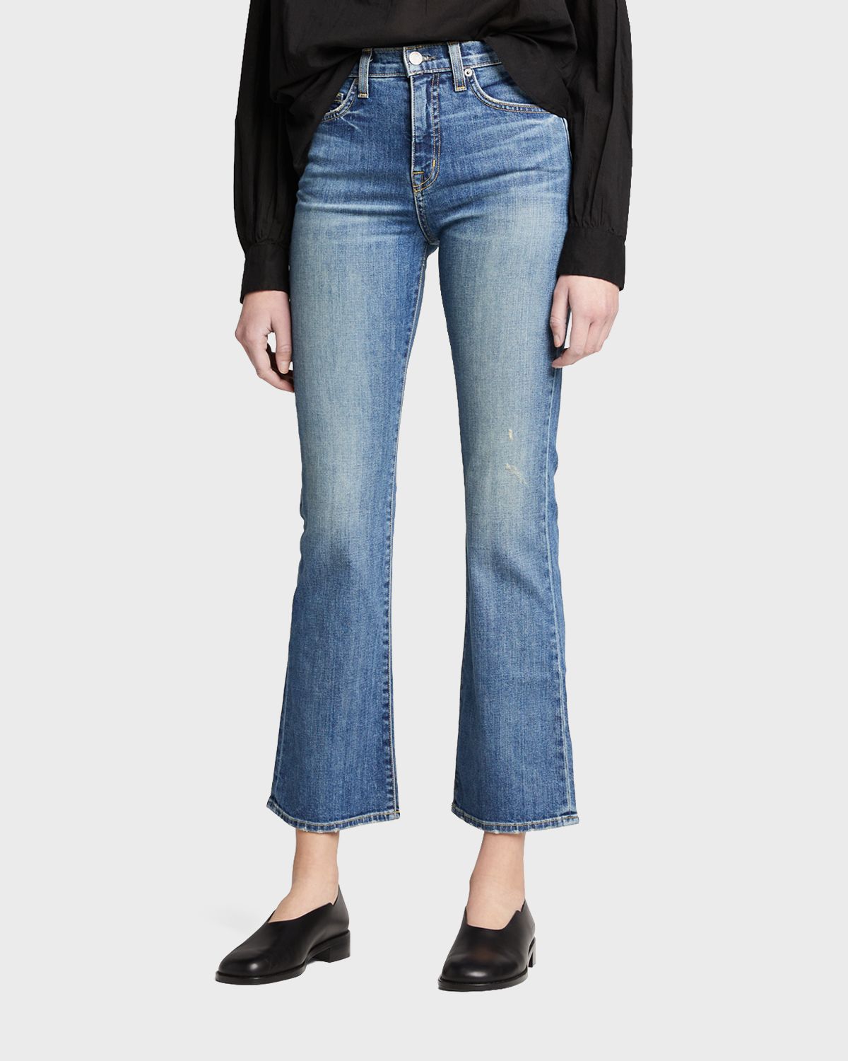 Nili Lotan Mid-Rise Bootcut Crop Jeans