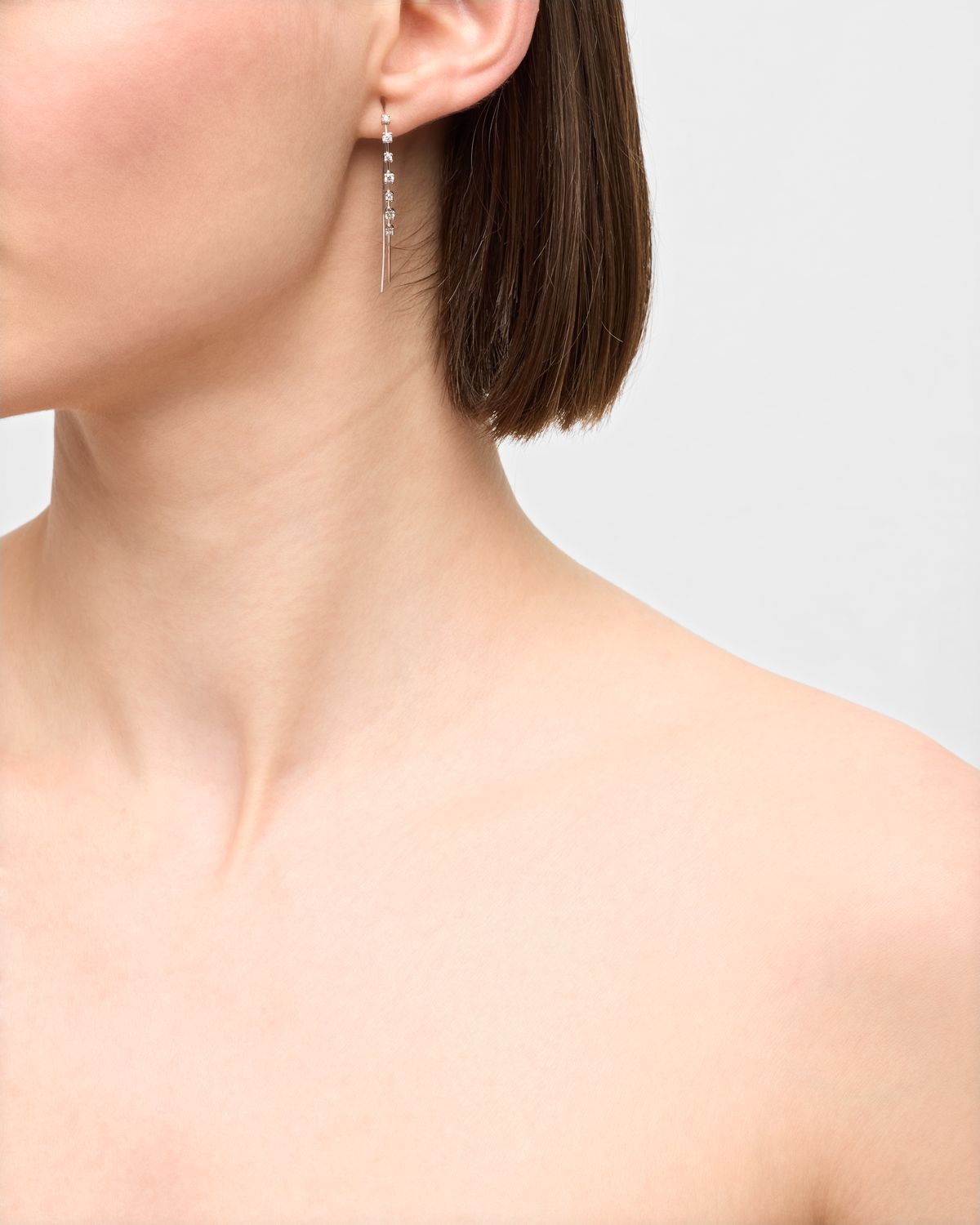 LANA 14K Gold Solo Mini Narrow Upside Down Hoop Earrings with Diamonds, 41mm