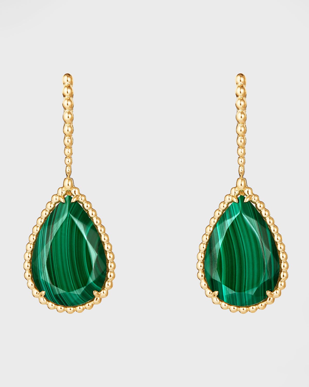 Boucheron Serpent Boheme Large Malachite Drop Earrings in Yellow Gold