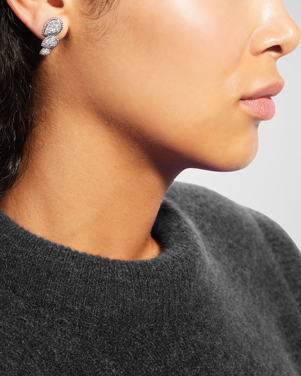 Boucheron Serpent Boheme 18K White Gold Diamond Stud Earrings