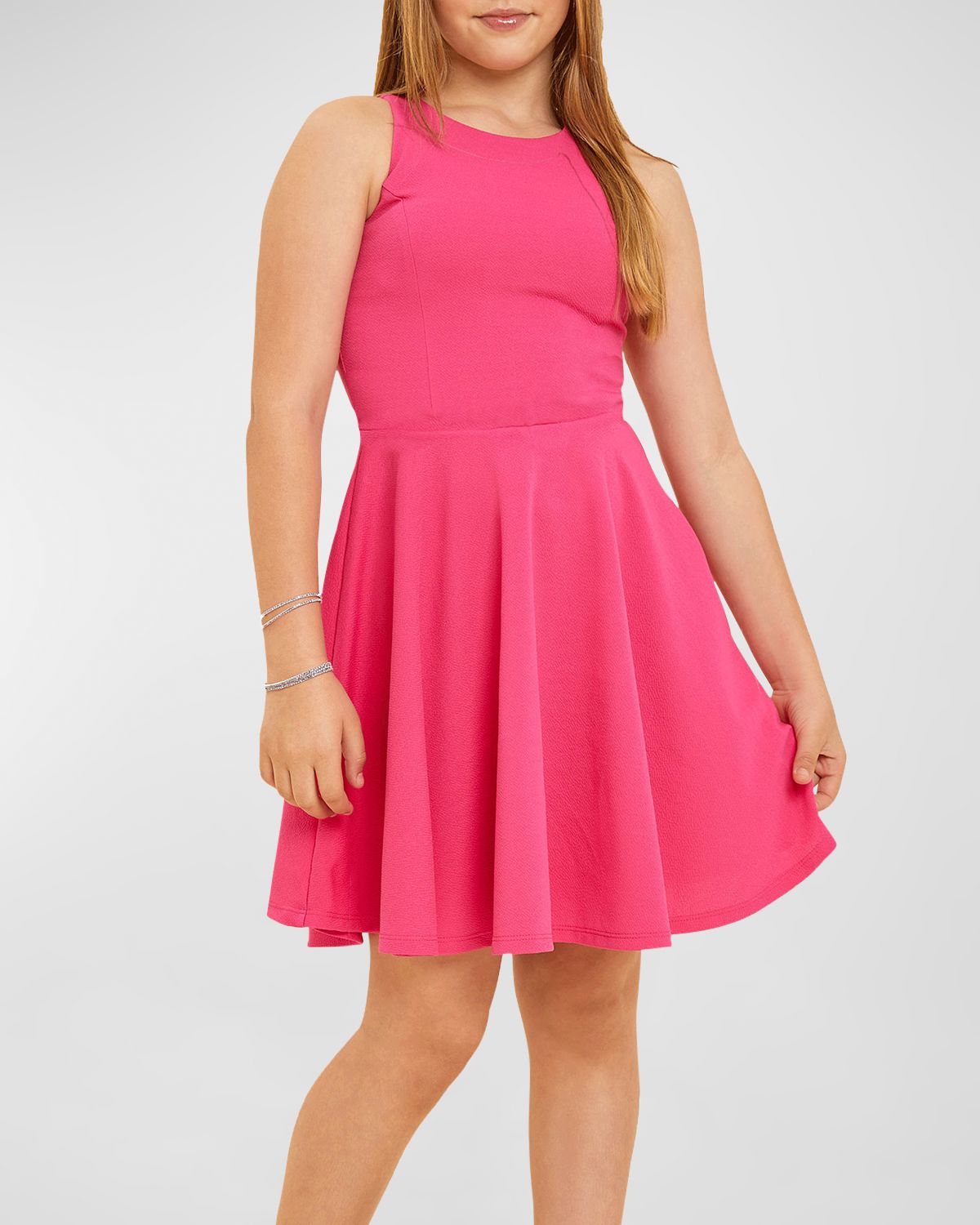 Un Deux Trois Girl 's Sleeveless Fit-and-Flare Dress, Size 8-18