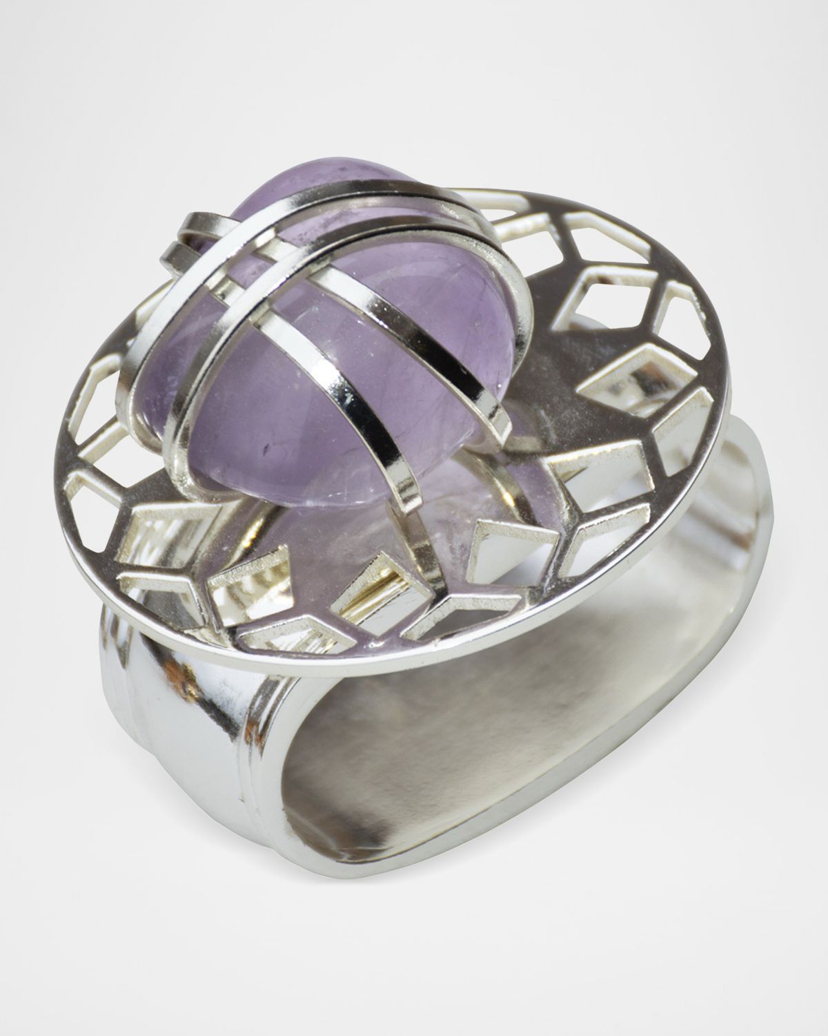 Nomi K Stone Design Amethyst Napkin Rings With Silver Plating, Set Of 4 | Thumbnail 4