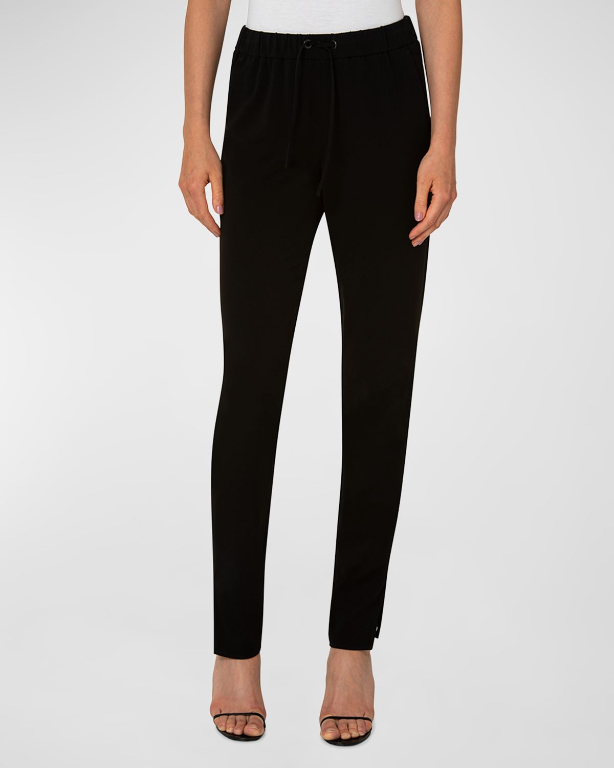 Akris punto Mike Split-Hem Crepe Pull-On Pants