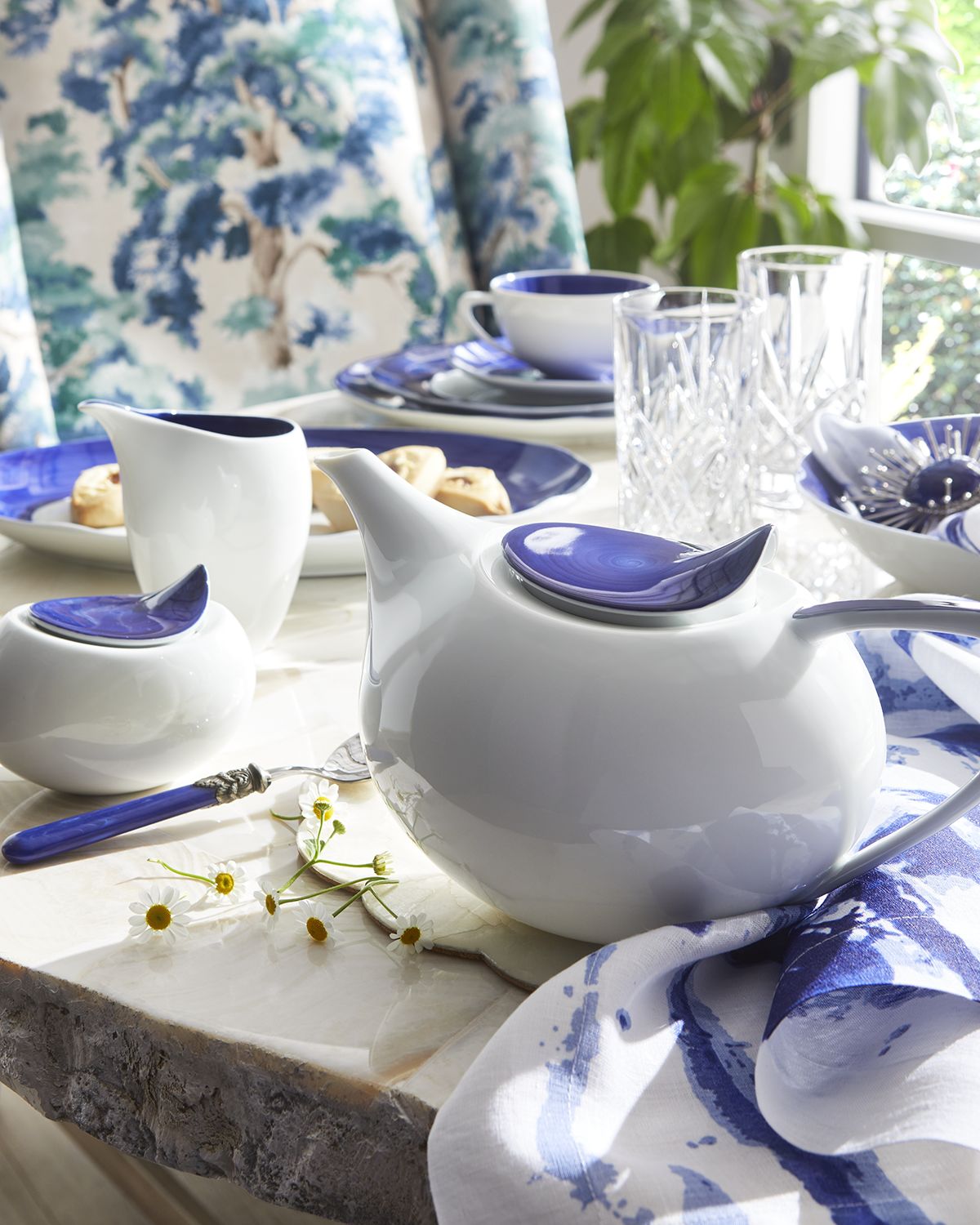 Neiman Marcus Brushstroke Cobalt Teapot
