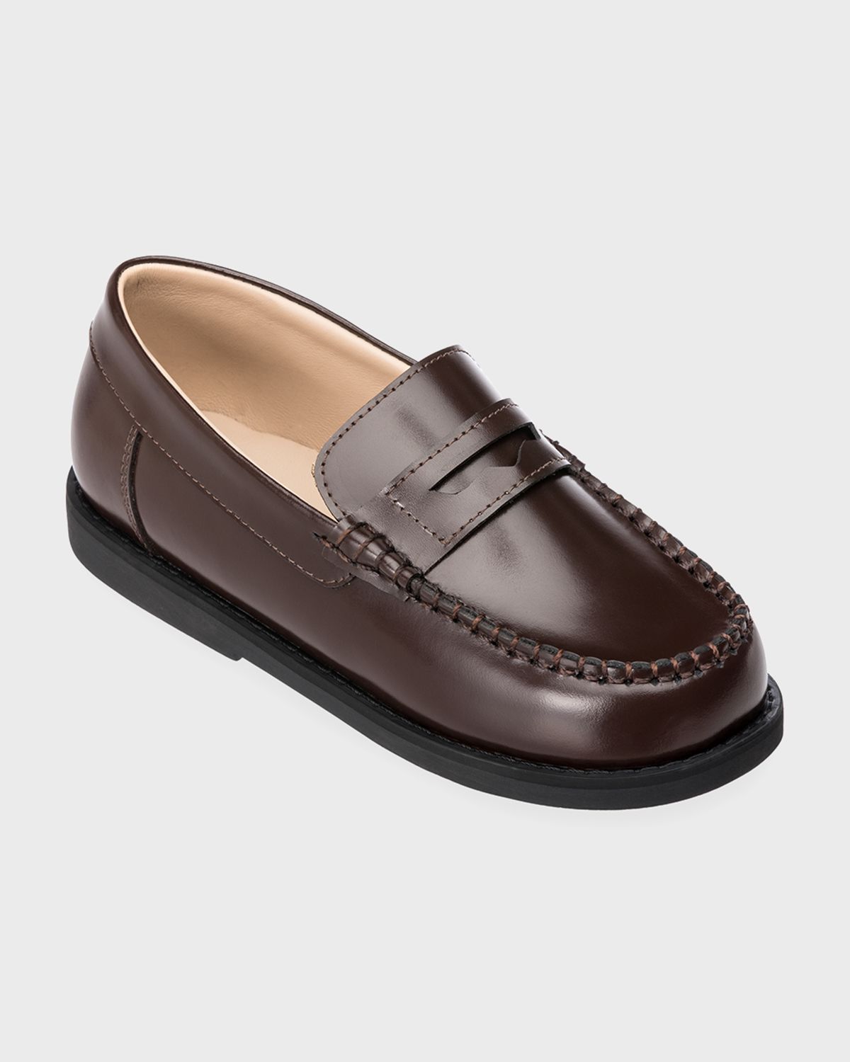 Elephantito Girl 's Scholar Smooth Leather Penny Loafers | Thumbnail 3