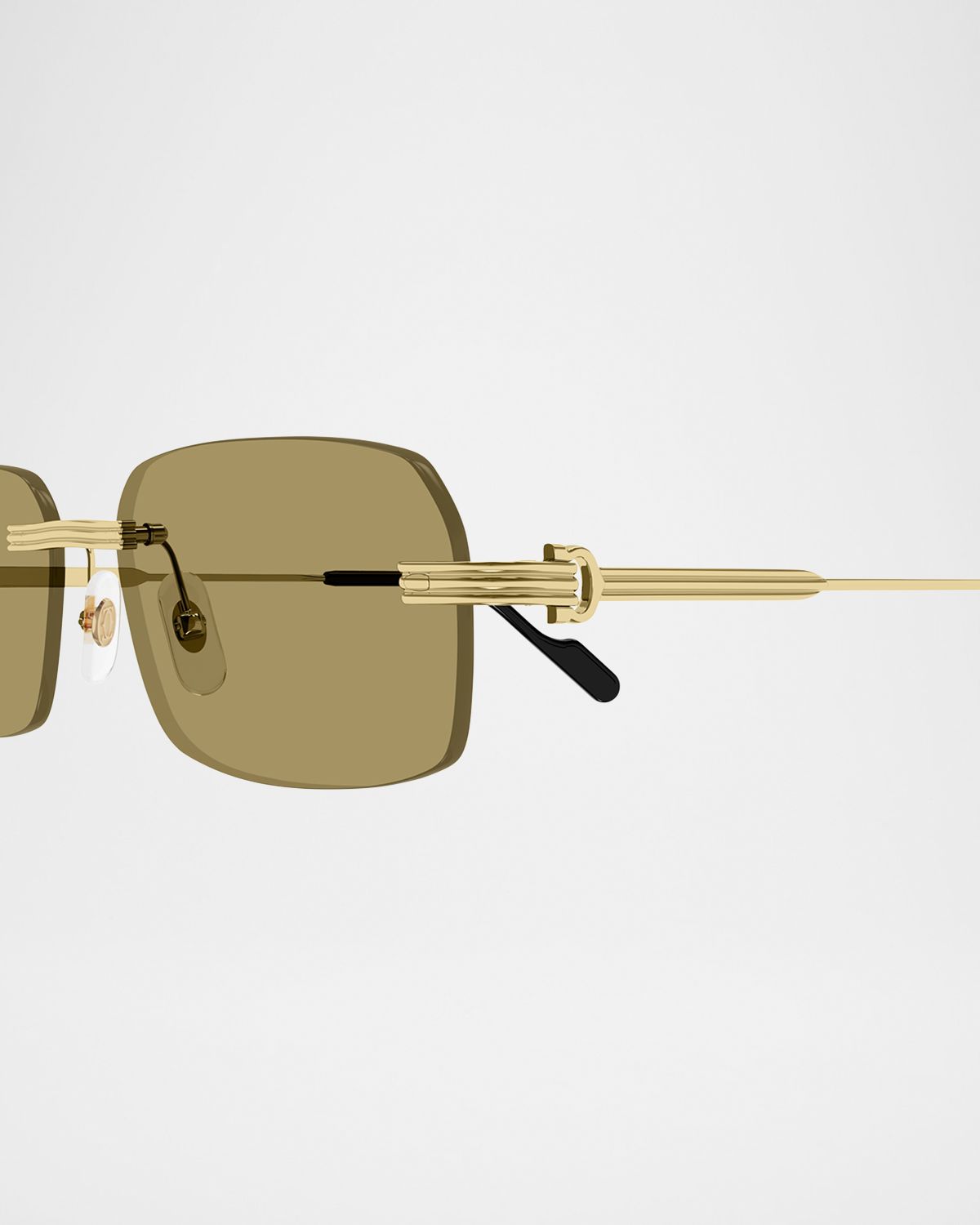 Cartier Men 's Rimless Rectangle Metal Sunglasses