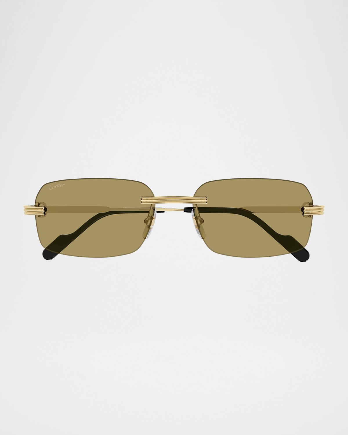 Cartier Men 's Rimless Rectangle Metal Sunglasses