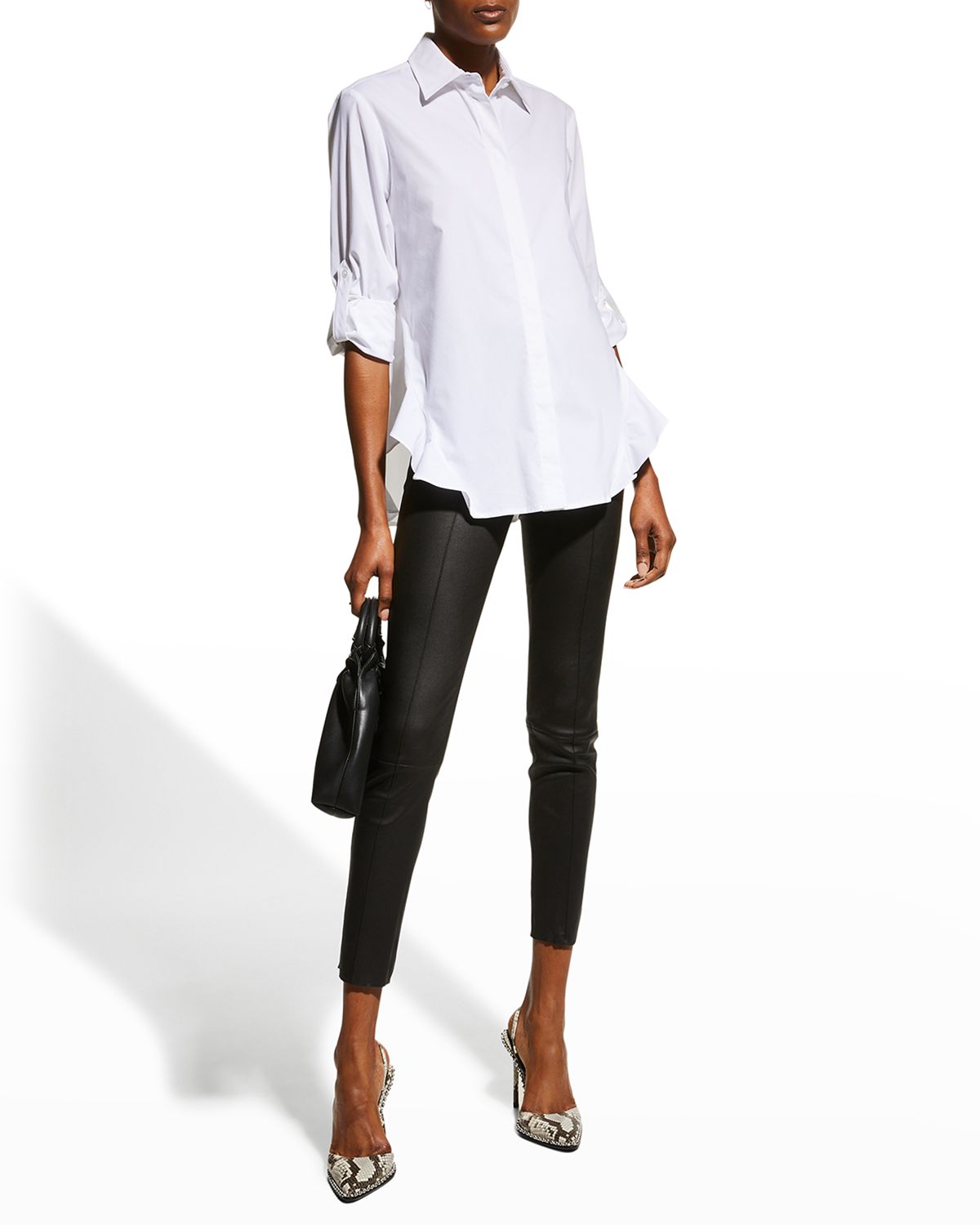 Finley Agatha Side-Flounce Poplin Shirt