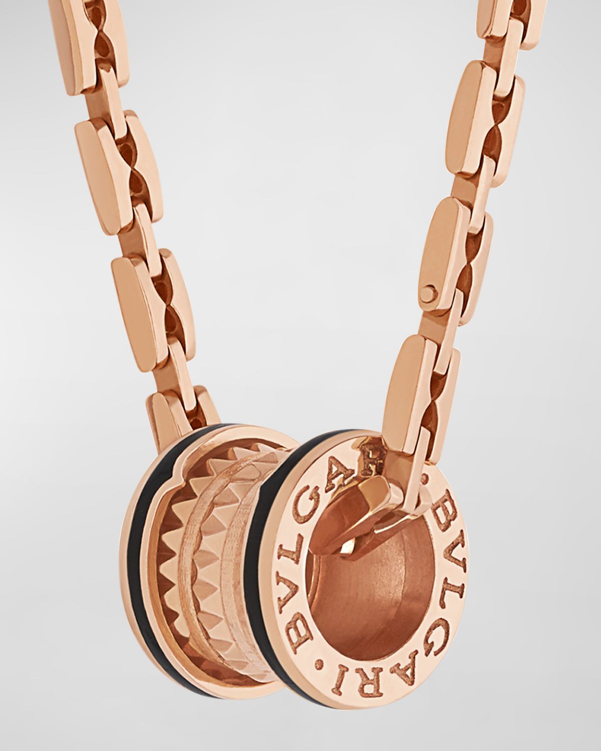 BVLGARI B. Zero1 Pendant Necklace in Pink Gold and Black Ceramic, 16"L