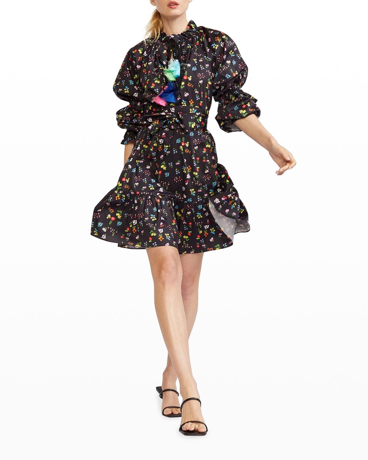 Cynthia Rowley Betty Floral-Print Tassel-Tie Dress