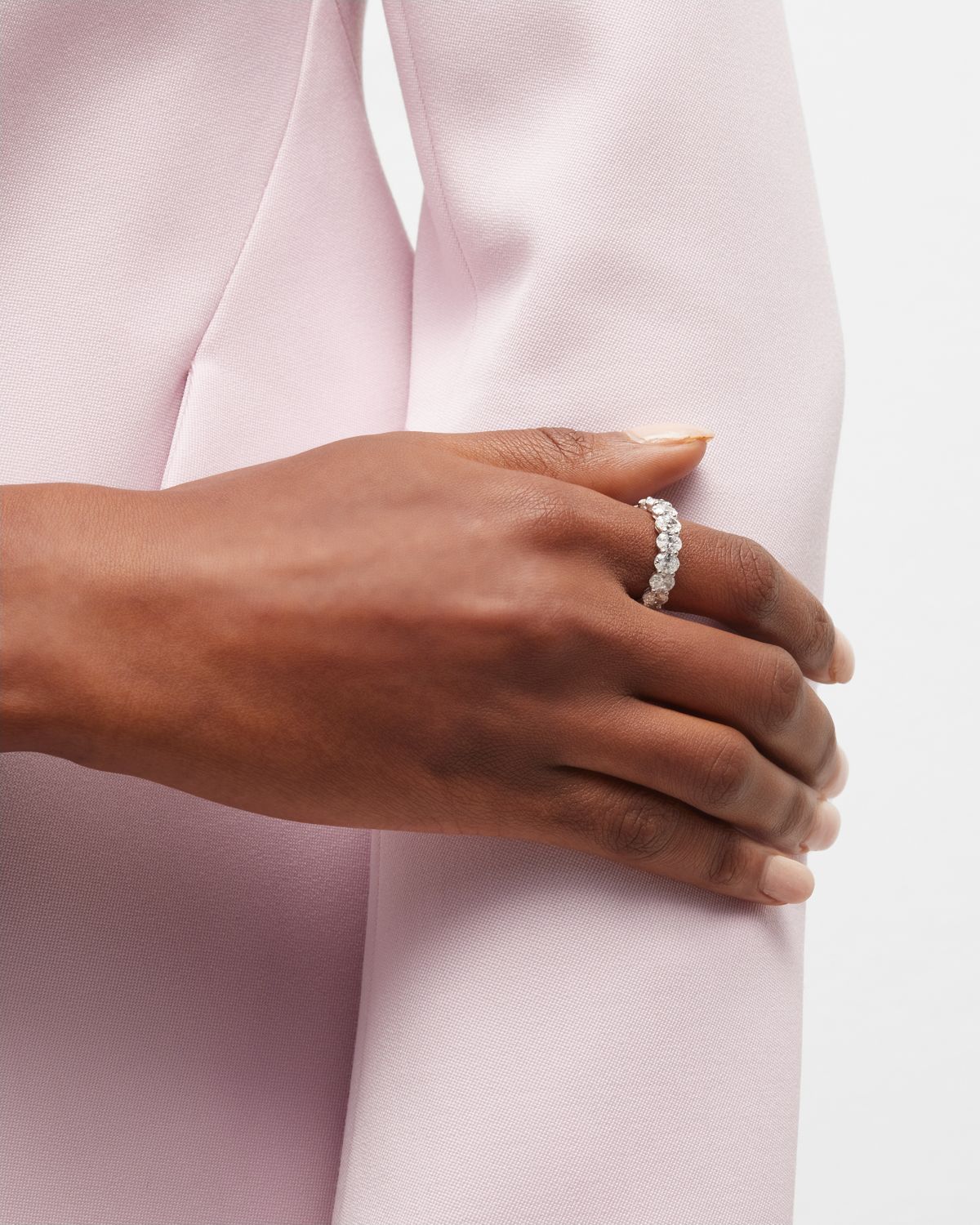 Neiman Marcus Diamonds Platinum Oval FG/VS Diamond Eternity Band, Size 6.75, 5.27tcw