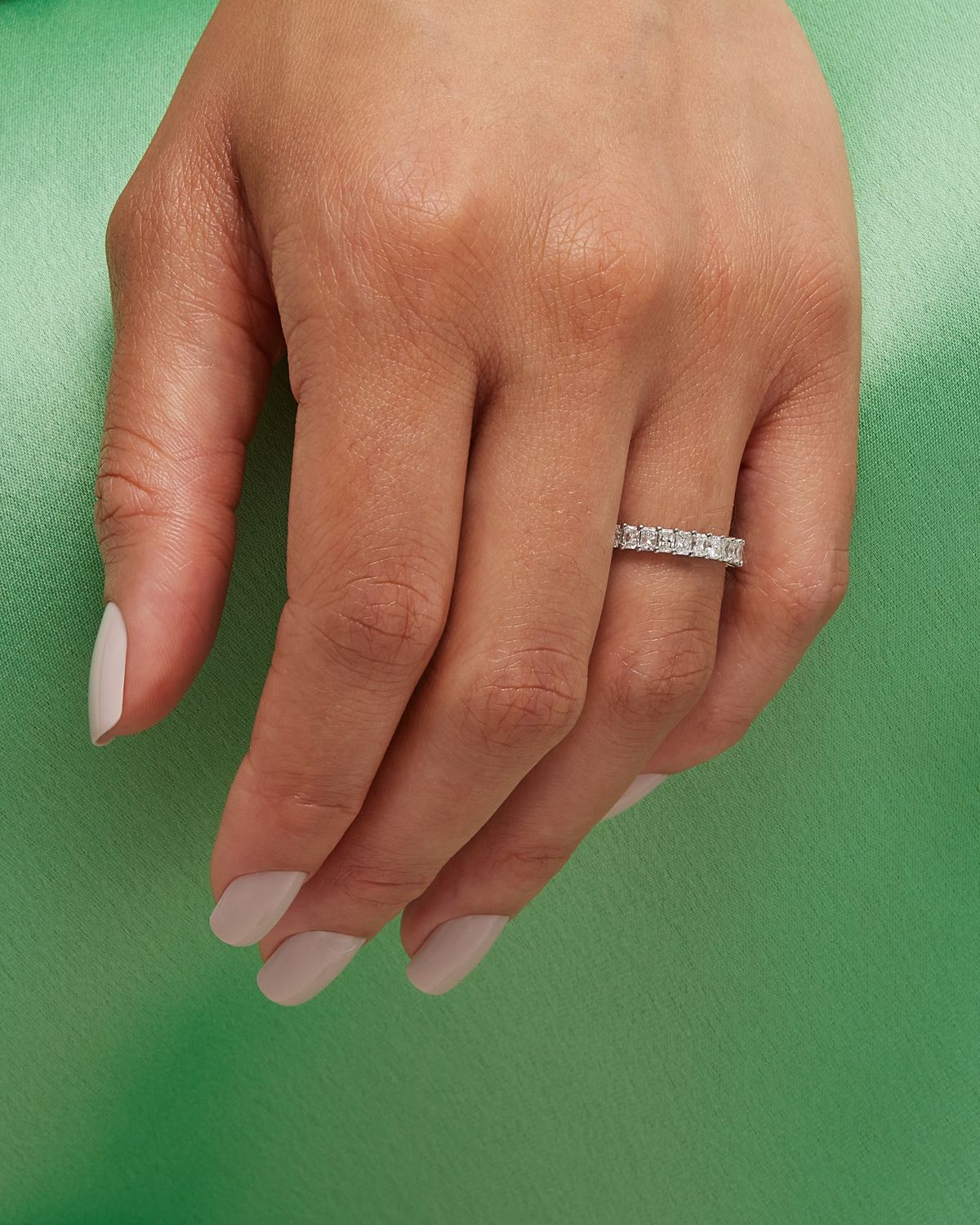 Neiman Marcus Diamonds Platinum Small Radiant FG/VS Diamond Eternity Band, Size 6.25, 2.32tcw