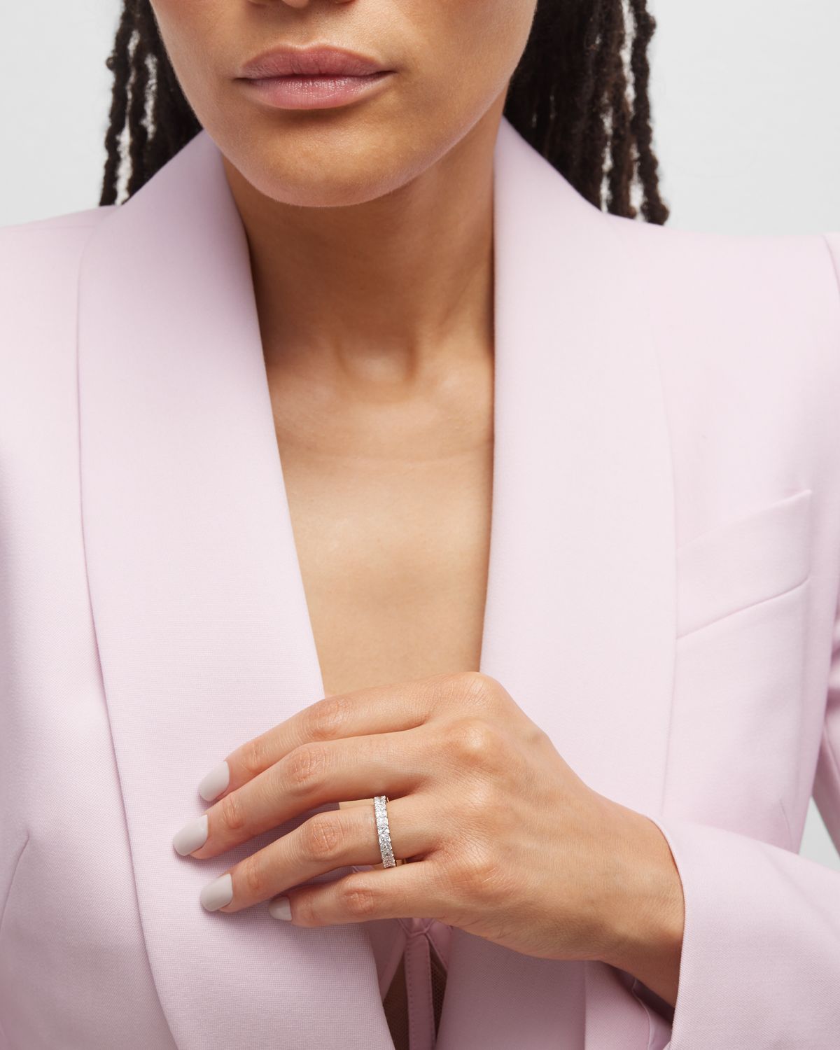 Neiman Marcus Diamonds Platinum Small Radiant FG/VS Diamond Eternity Band, Size 6.75, 3.38tcw