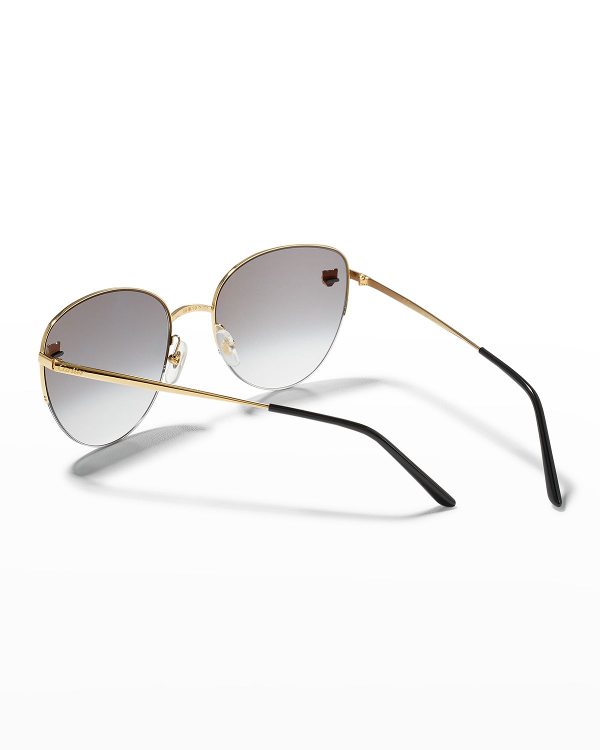 Cartier Panthere Semi-Rimless Metal Cat-Eye Sunglasses