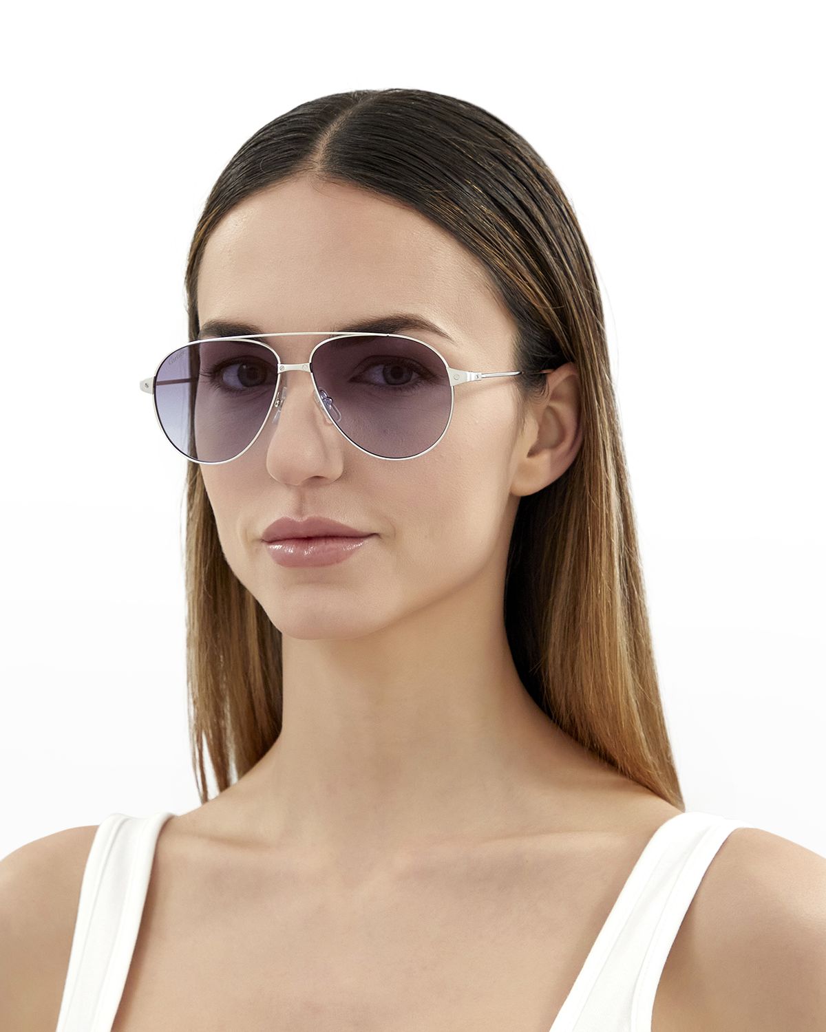 Cartier Santos Screw Metal Aviator Sunglasses