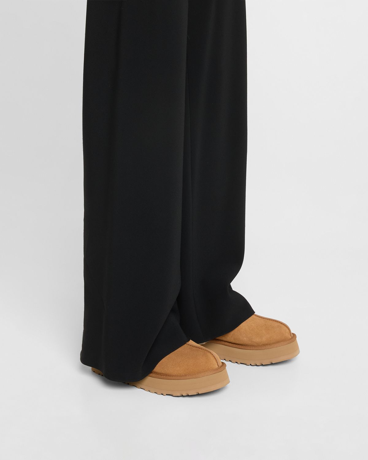 UGG Disquette Suede & Shearling Platform Slippers