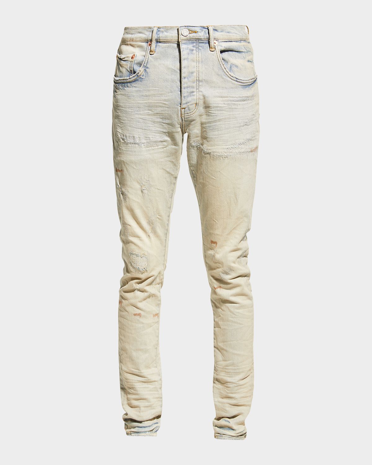 PURPLE Men 's P001 Superlight Oil Repair Skinny Jeans