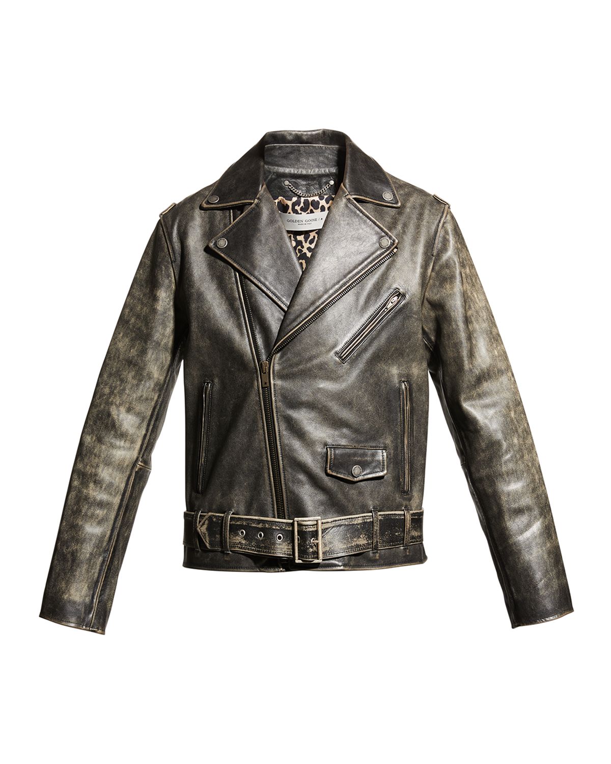 Golden Goose Men 's Moto Distressed Leather Jacket