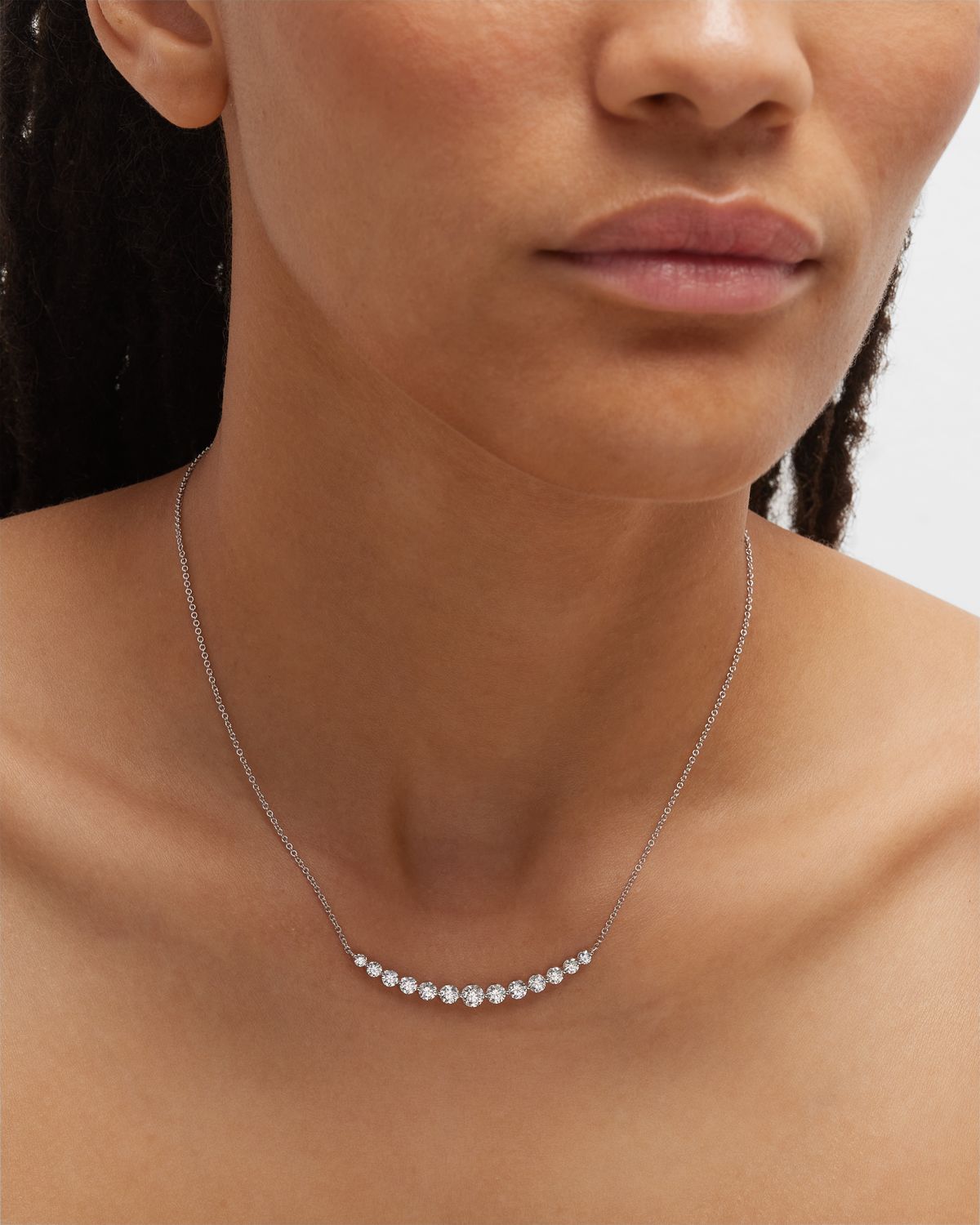 Neiman Marcus Diamonds 18k White Gold 13 Round Diamond Smiley Necklace