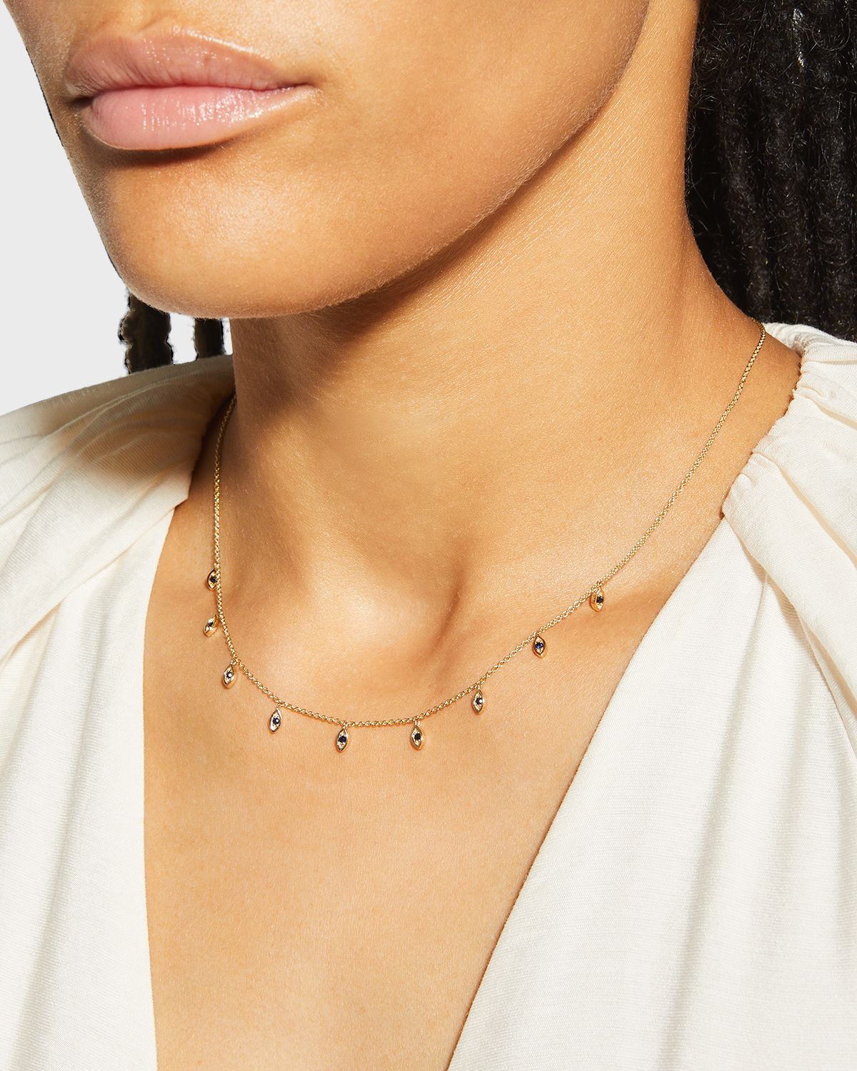 Sydney Evan 9 Marquis Sapphire Fringe Necklace