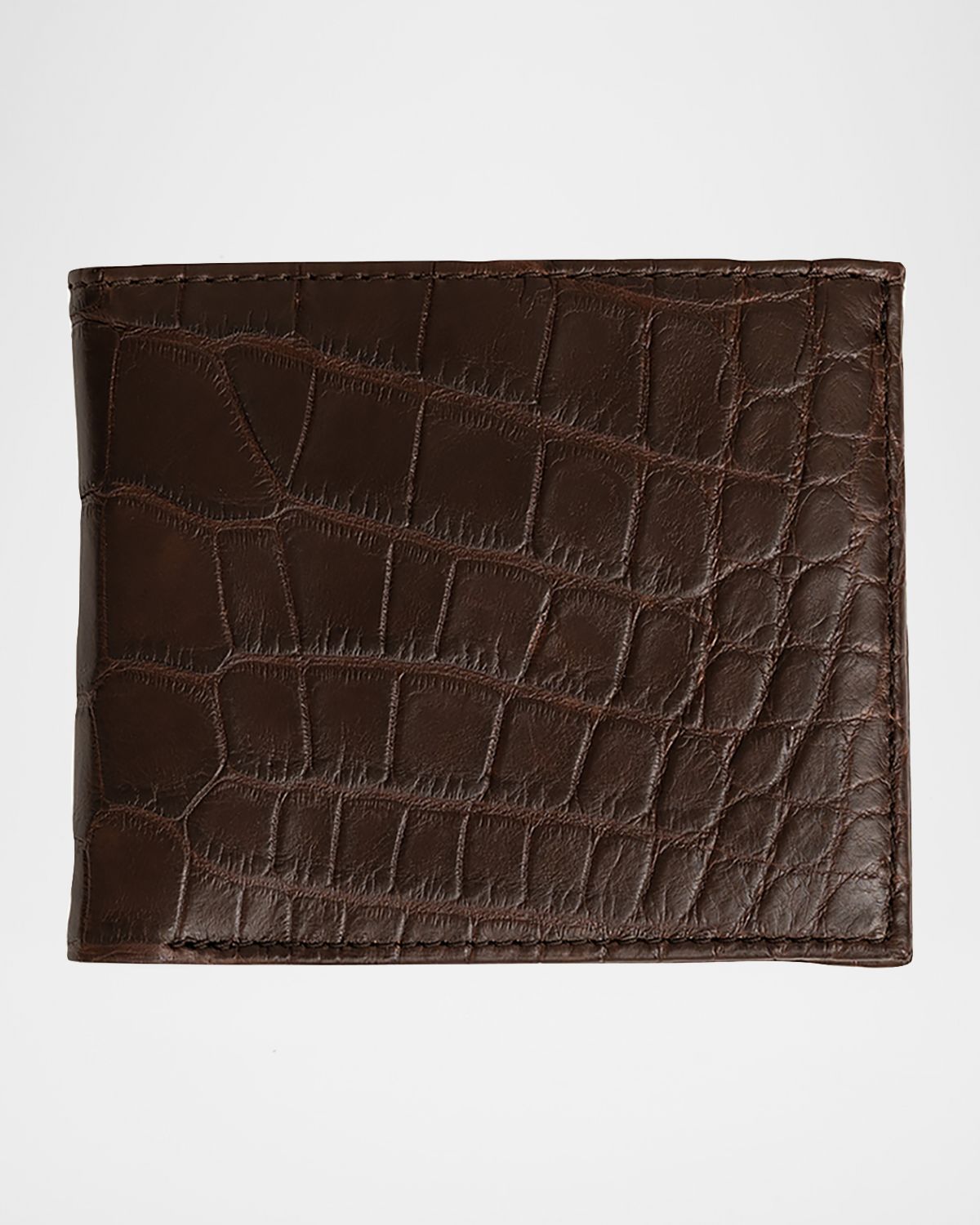 Abas Men 's Matte Alligator Leather Bifold Wallet w/ ID Window