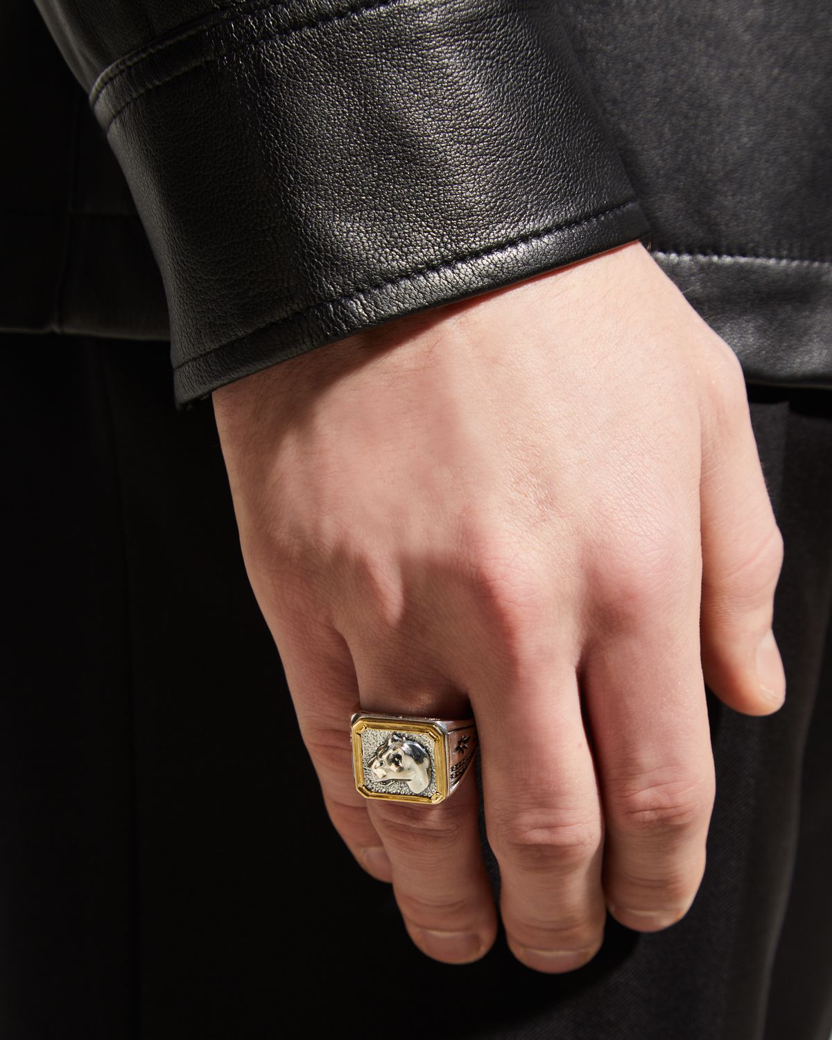 Konstantino Men 's Panther Two-Tone Sterling Silver Ring
