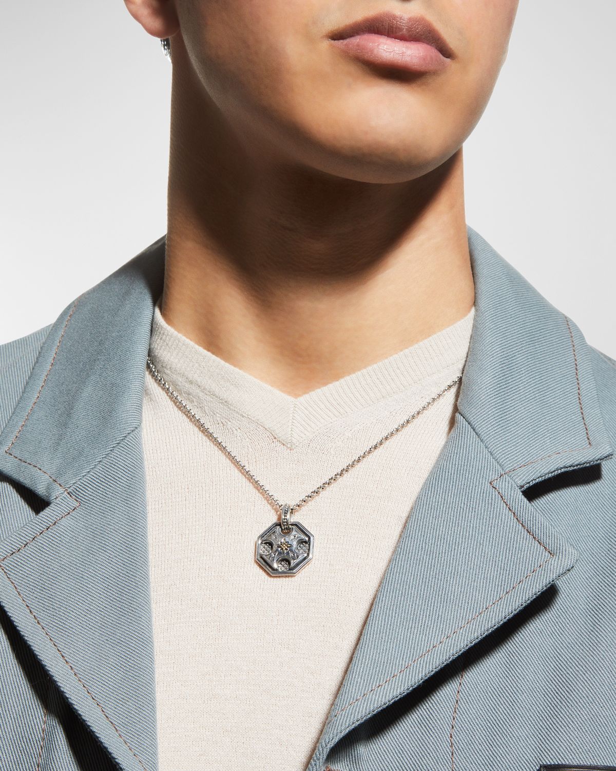 Konstantino Men 's Axel Sterling Silver & Bronze Octagonal Pendant