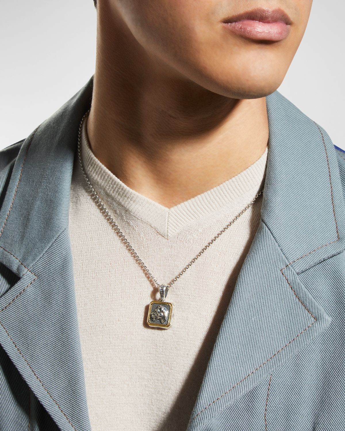 Konstantino Men 's Sterling Silver & Bronze Panther Pendant