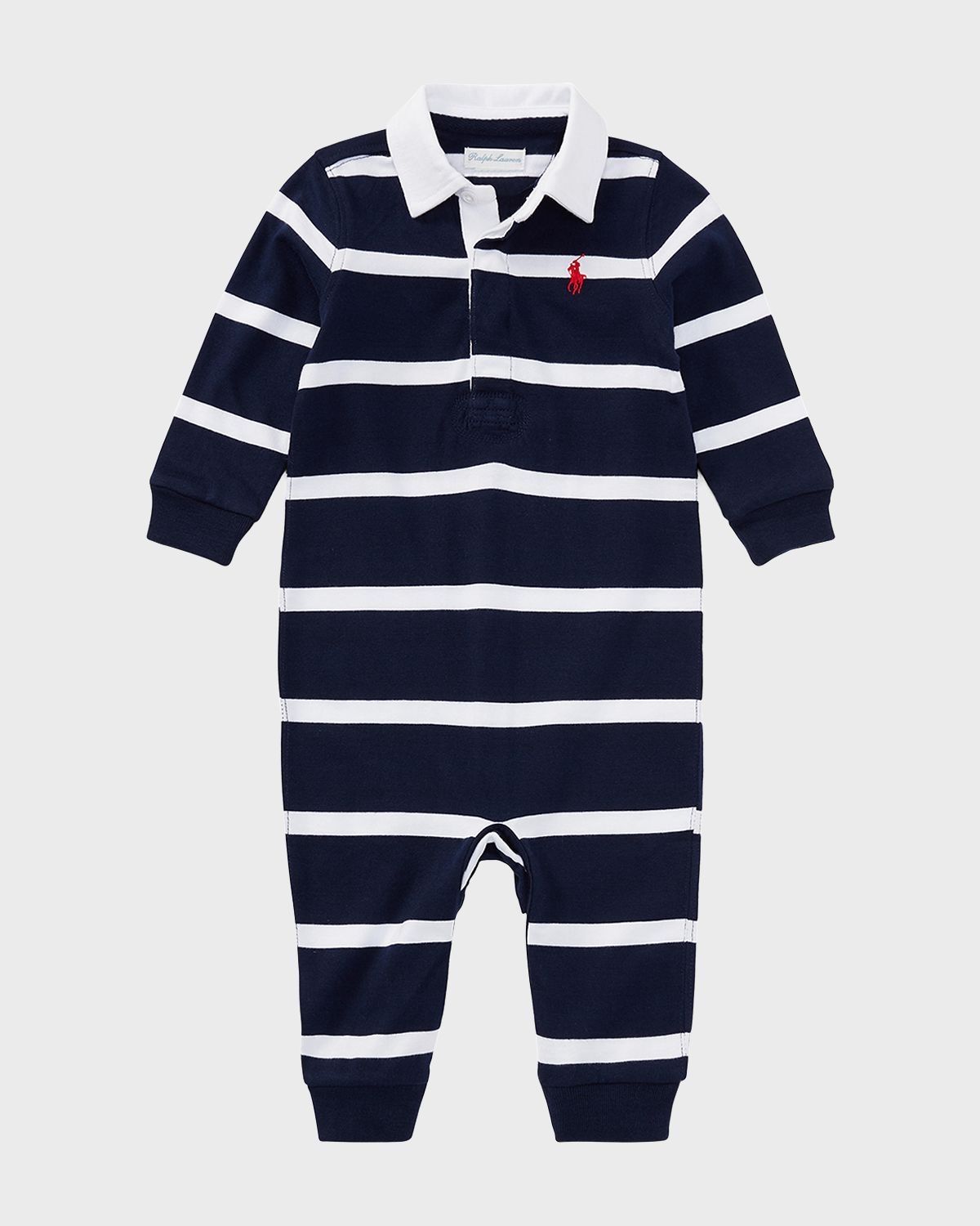 Polo Ralph Lauren Boy 's Jersey Rugby Striped Long-Sleeve Coverall, Sizes 3M-12M | Thumbnail 3 Polo Ralph Lauren Boy 's Jersey Rugby Striped Long-Sleeve Coverall, Sizes 3M-12M | Thumbnail 3