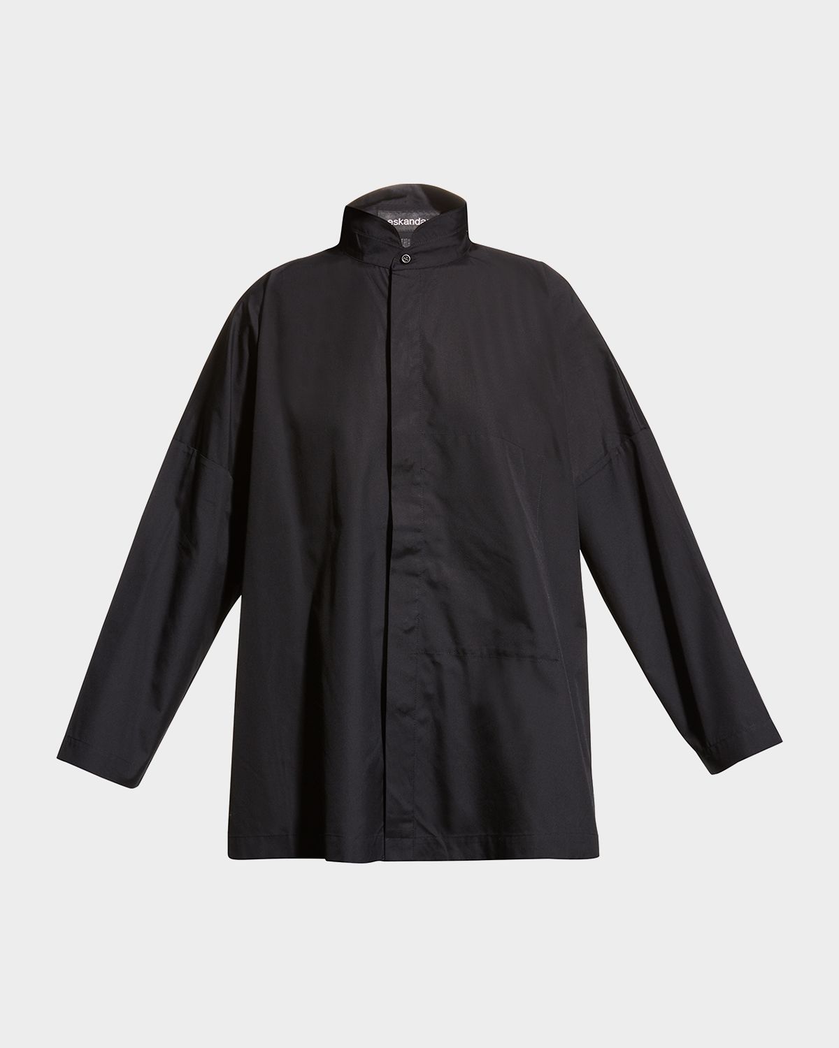 Eskandar Wide Double Stand Collar Shirt - Long | Thumbnail 6