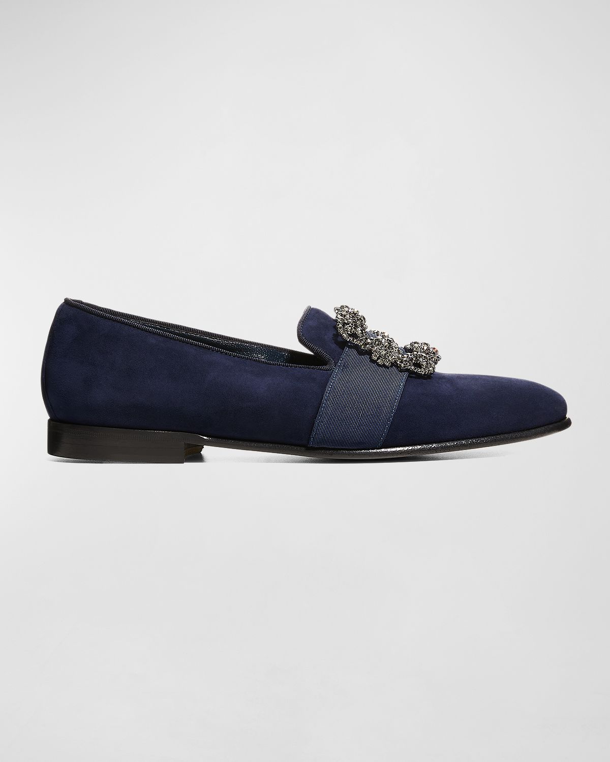 Manolo Blahnik Men 's Carlton Buckle-Embellished Suede Loafers