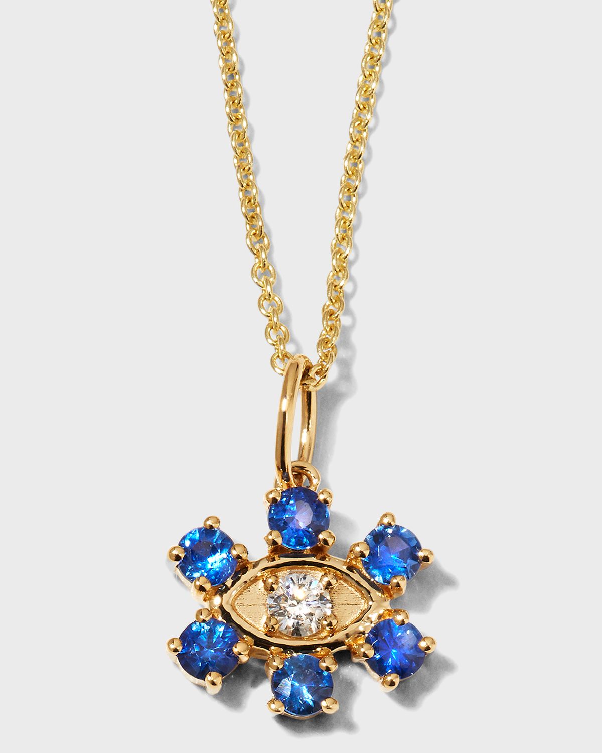 Sydney Evan Eye with Stone Surrounding Sapphire Necklace