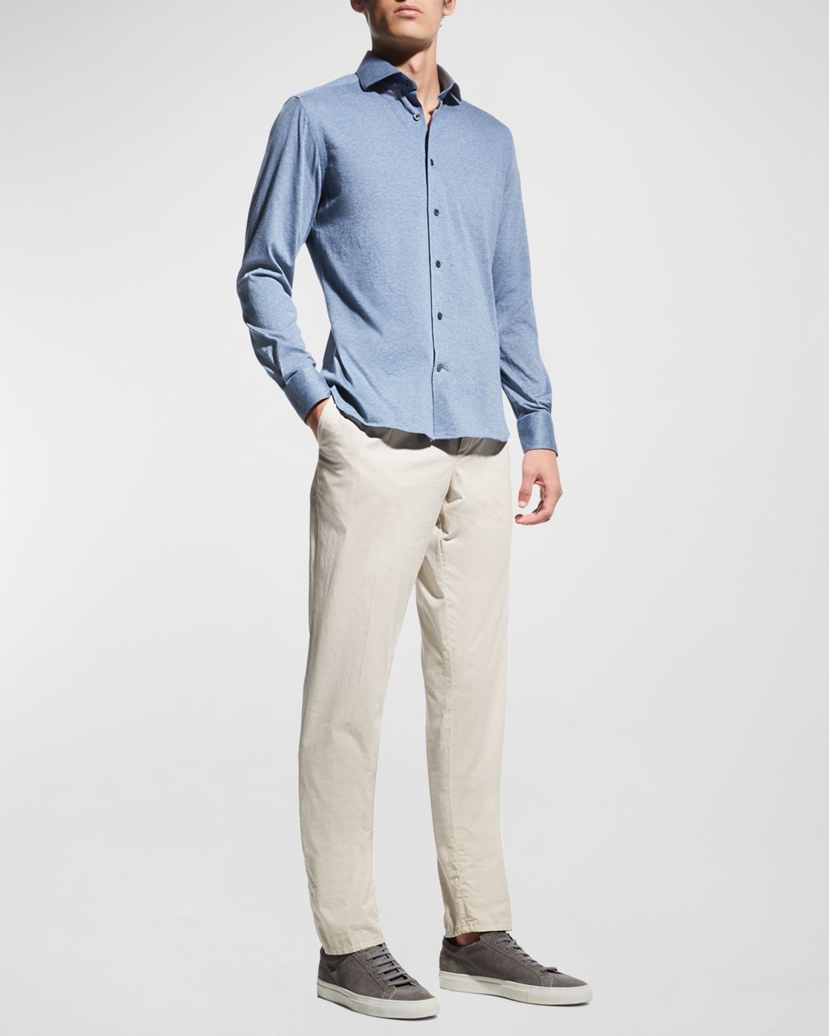 Corneliani Men 's Brushed Jersey Sport Shirt