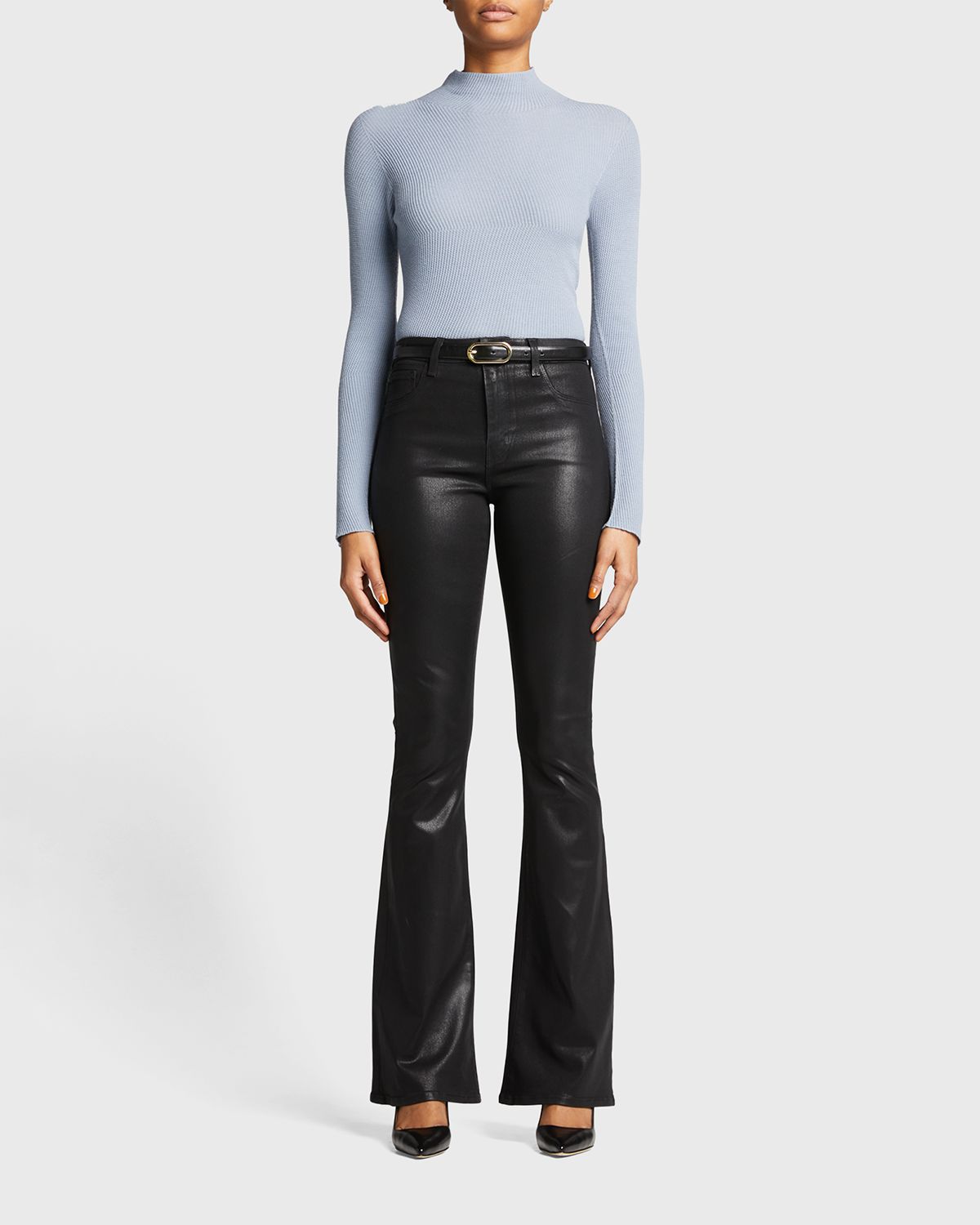 L'Agence Marty Ultra High-Rise Coated Flare Jeans